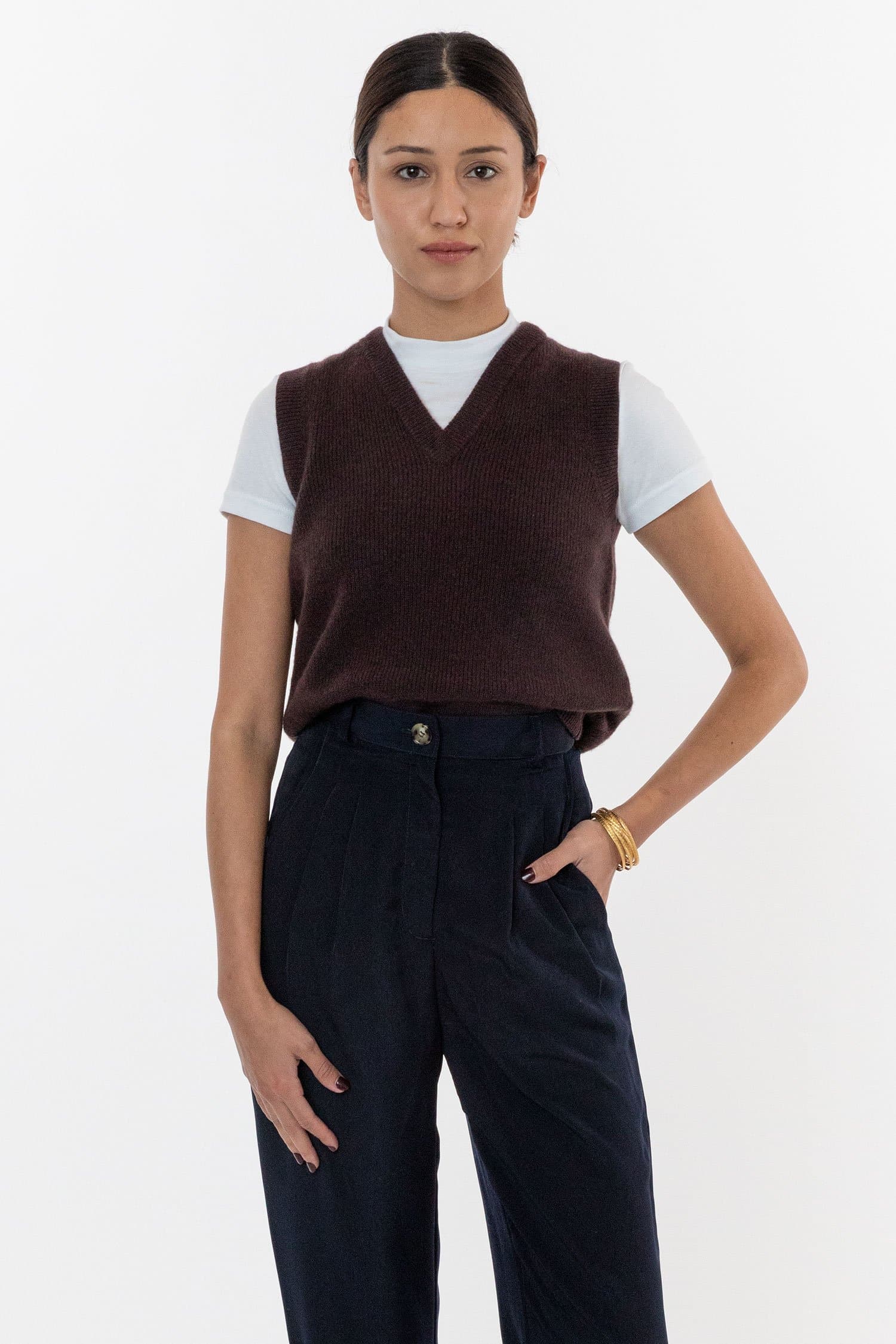 RFK313 - Cashmere Knit V-Neck Vest - Image 4
