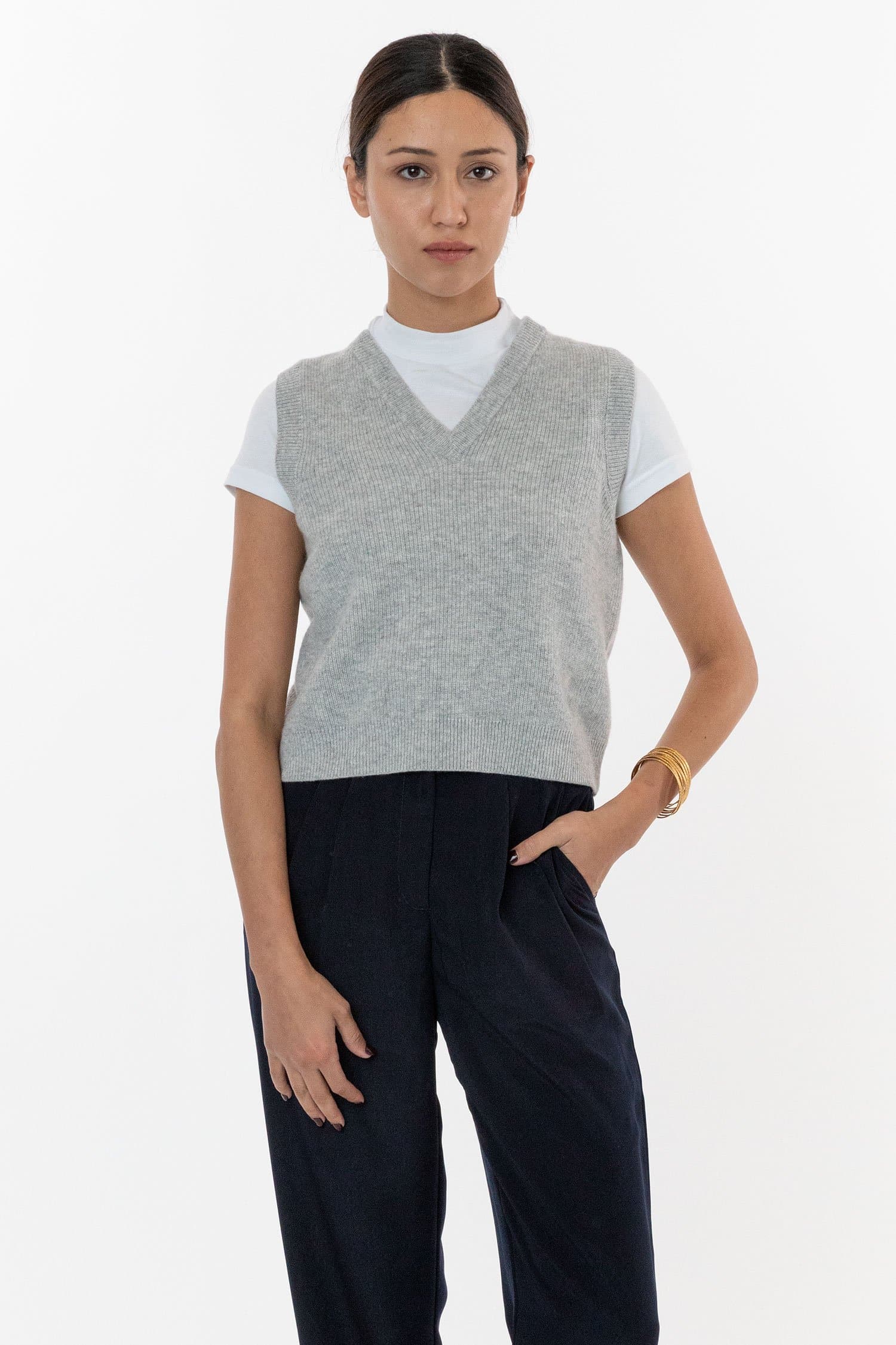 RFK313 - Cashmere Knit V-Neck Vest - Image 7