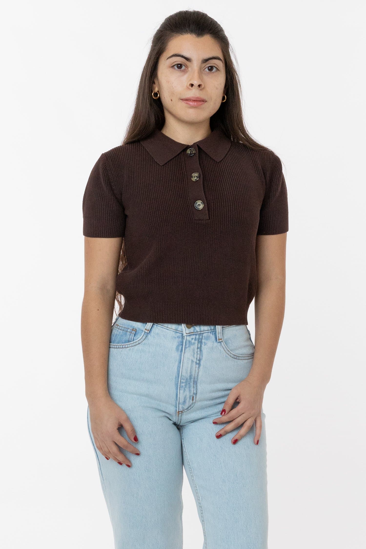 RFK46GD - Cotton Short Sleeve Cropped Polo Sweater - Image 11