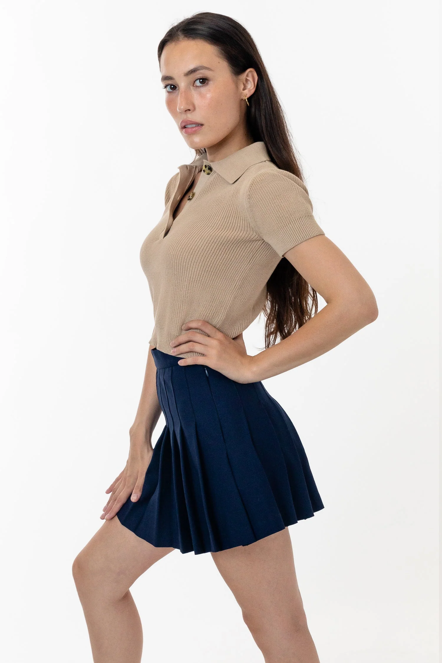 RFK46GD - Cotton Short Sleeve Cropped Polo Sweater - Image 12