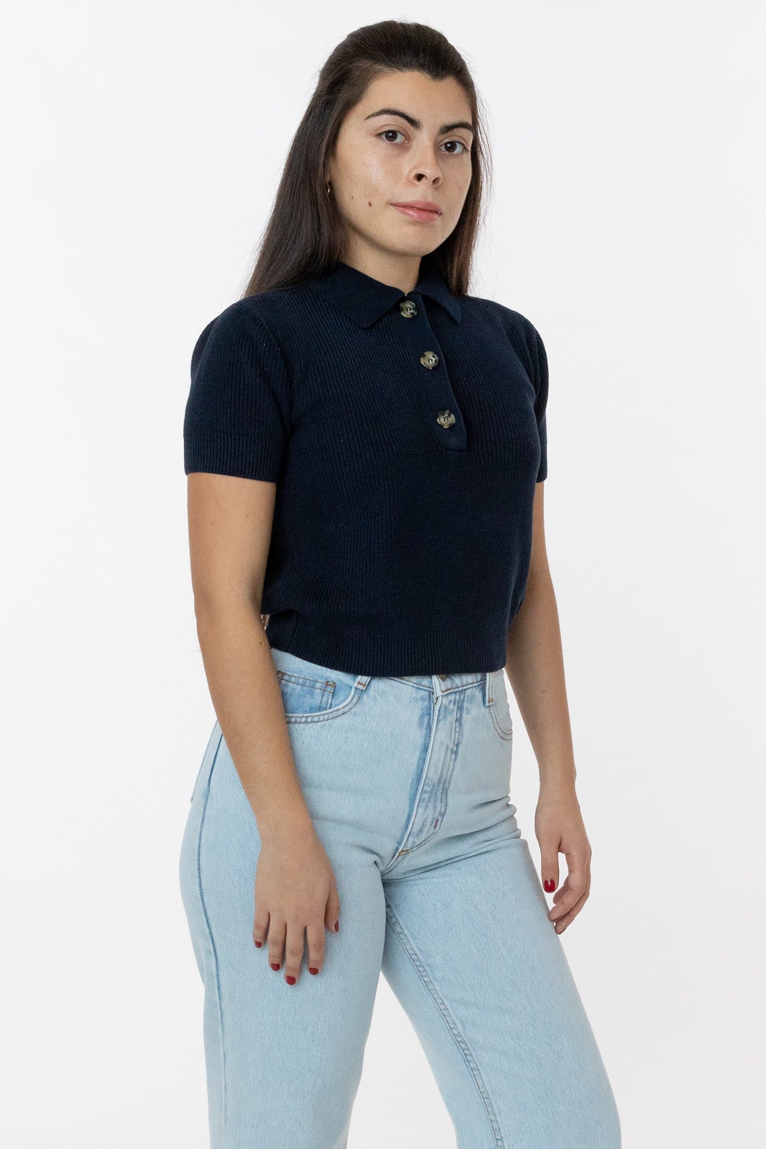 RFK46GD - Cotton Short Sleeve Cropped Polo Sweater - Image 13