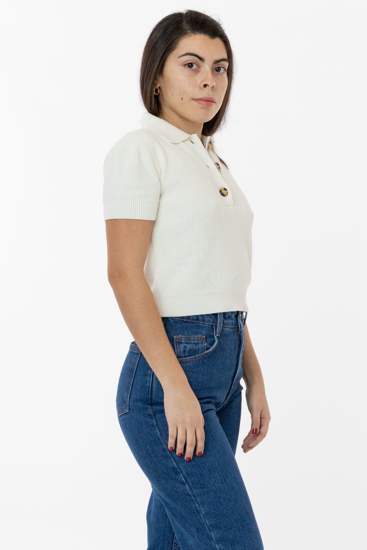 RFK46GD - Cotton Short Sleeve Cropped Polo Sweater - Image 17