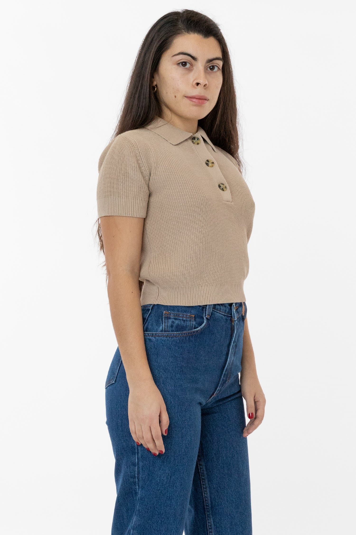RFK46GD - Cotton Short Sleeve Cropped Polo Sweater - Image 5