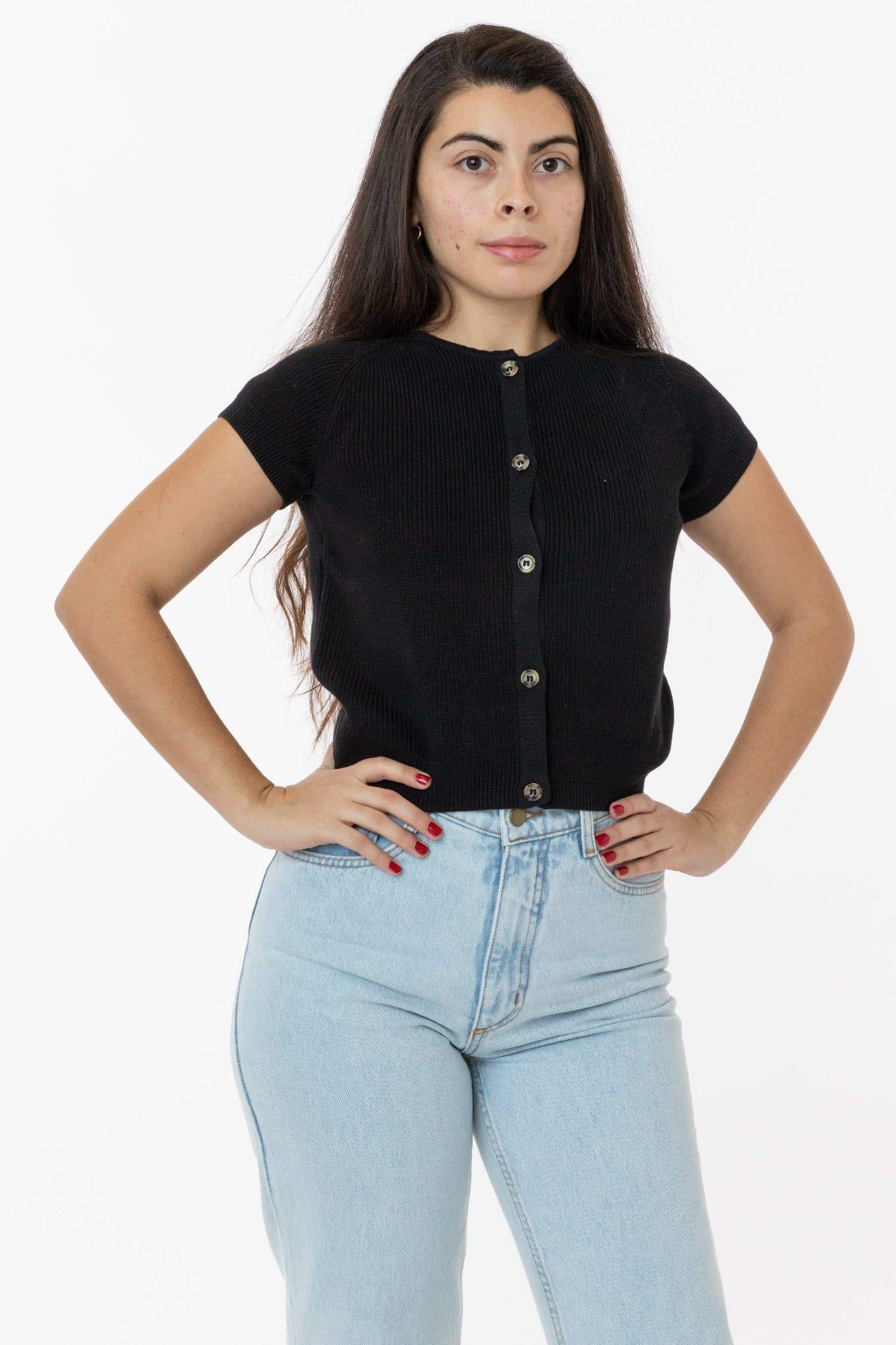 RFK47GD - Cotton Raglan Short Sleeve Cropped Sweater - Image 10