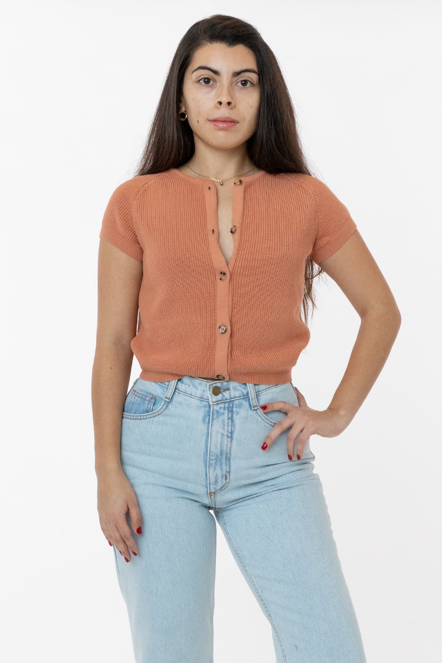 RFK47GD - Cotton Raglan Short Sleeve Cropped Sweater - Image 11