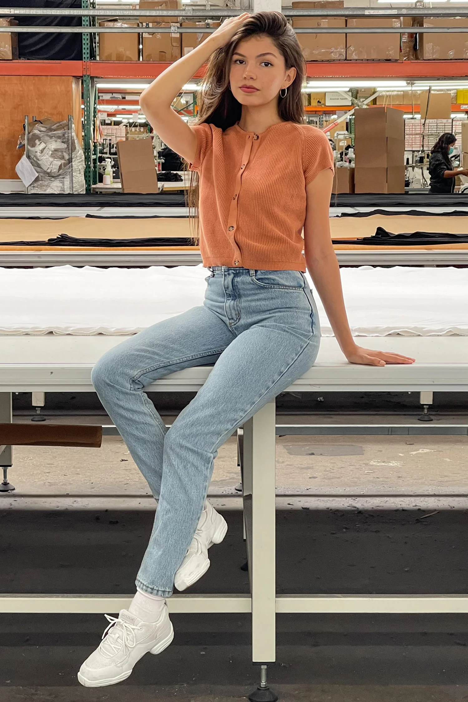 RFK47GD - Cotton Raglan Short Sleeve Cropped Sweater - Image 12