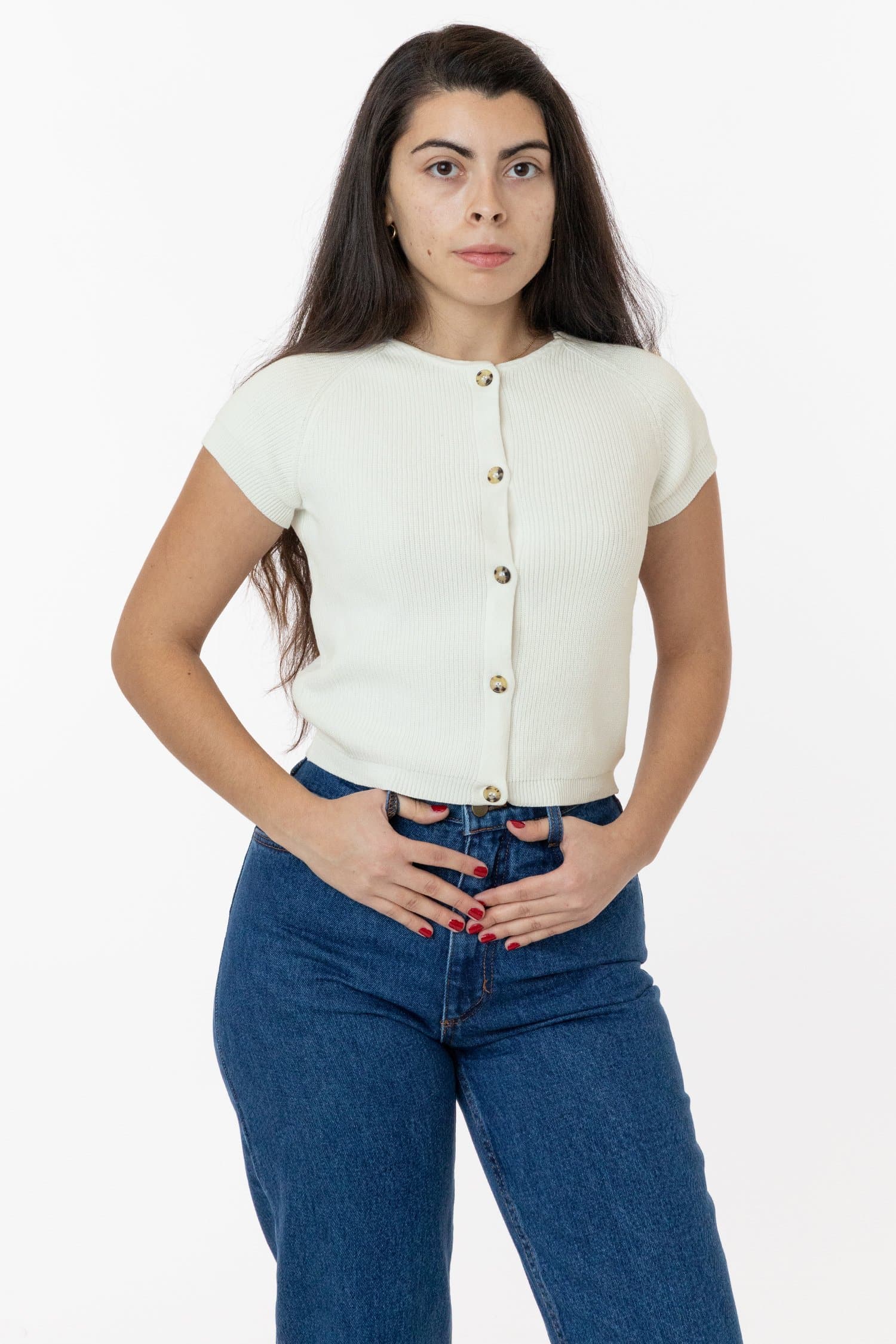 RFK47GD - Cotton Raglan Short Sleeve Cropped Sweater - Image 3
