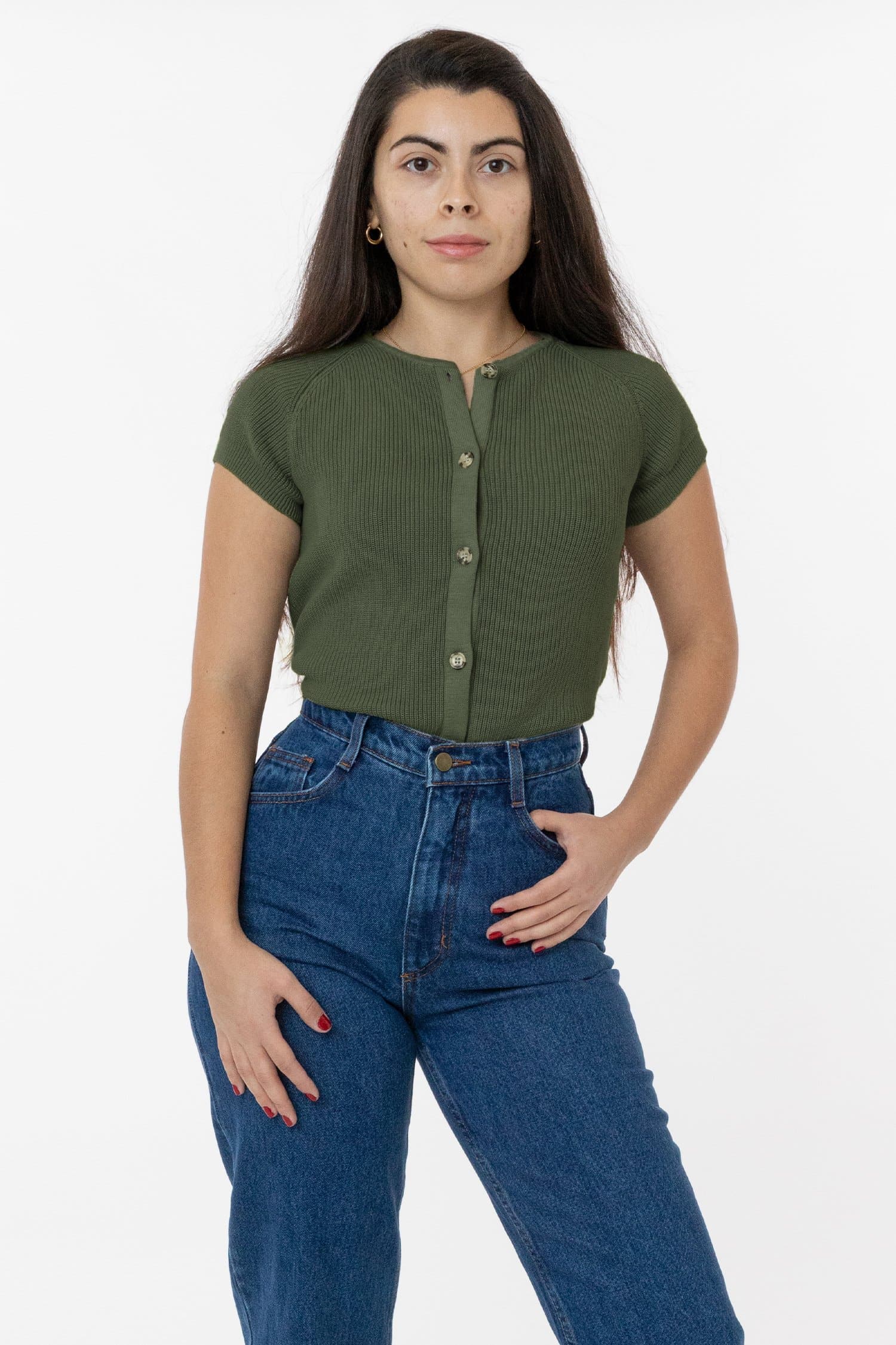 RFK47GD - Cotton Raglan Short Sleeve Cropped Sweater - Image 4