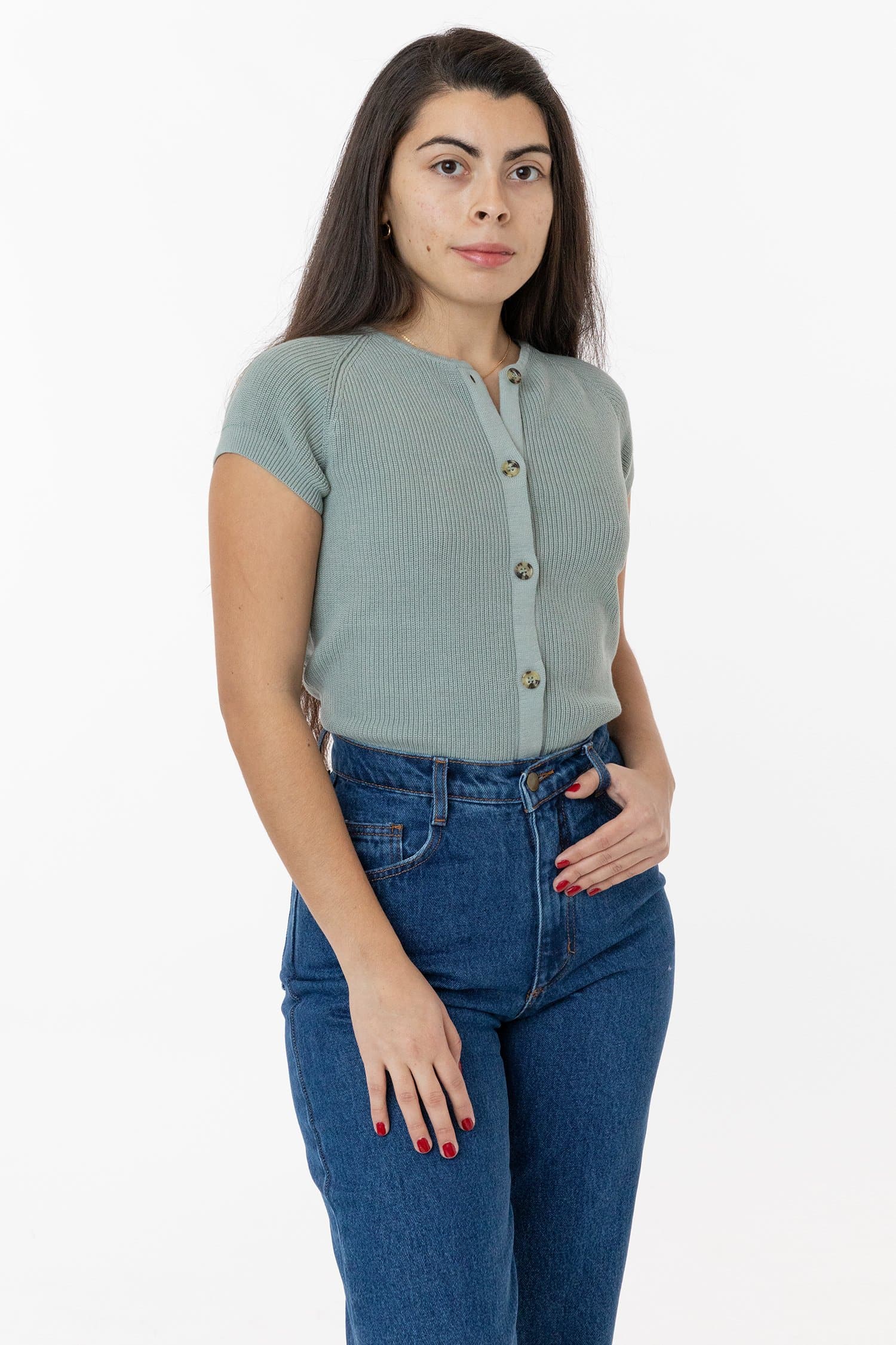 RFK47GD - Cotton Raglan Short Sleeve Cropped Sweater - Image 5