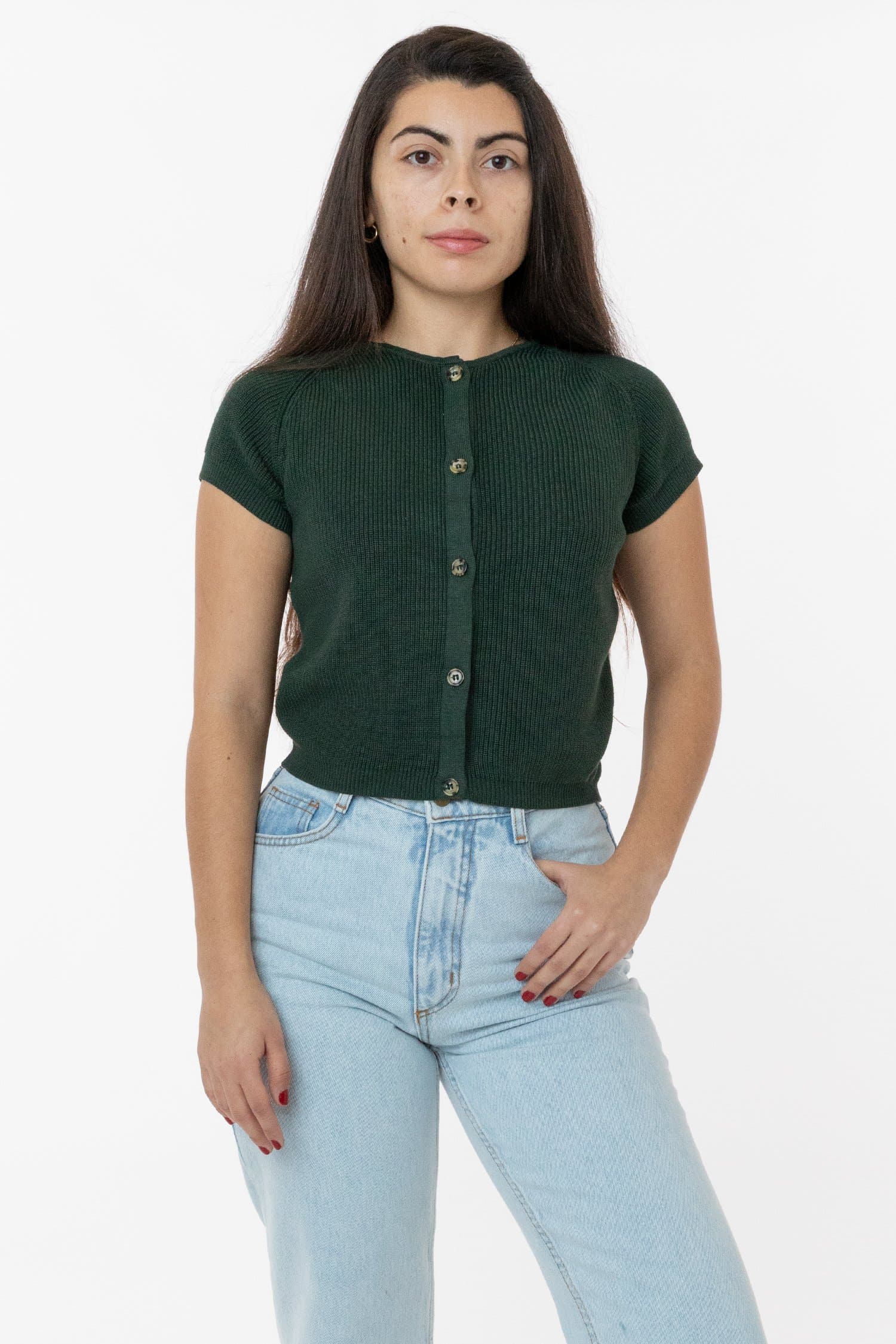RFK47GD - Cotton Raglan Short Sleeve Cropped Sweater - Image 7