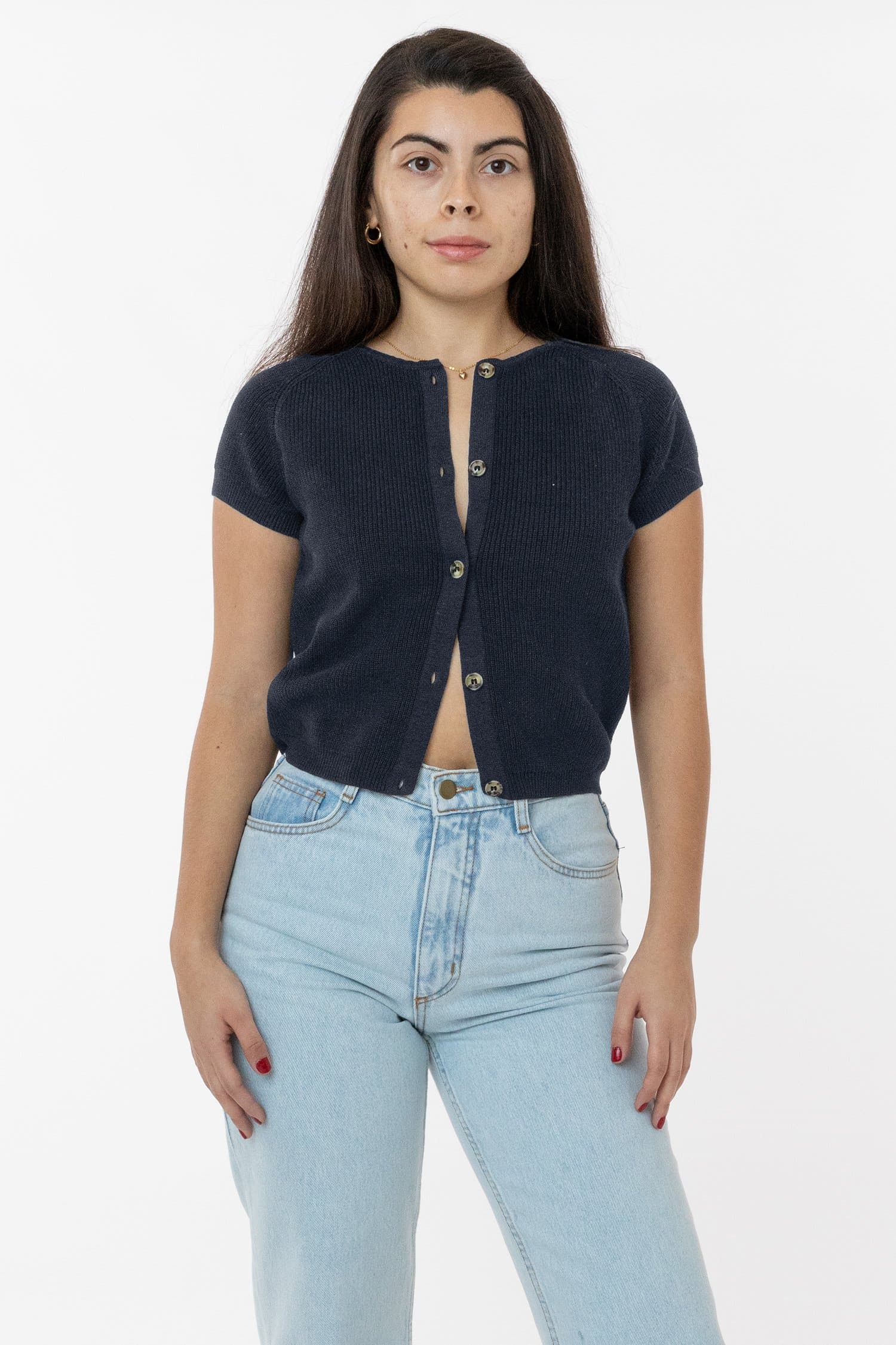 RFK47GD - Cotton Raglan Short Sleeve Cropped Sweater - Image 8