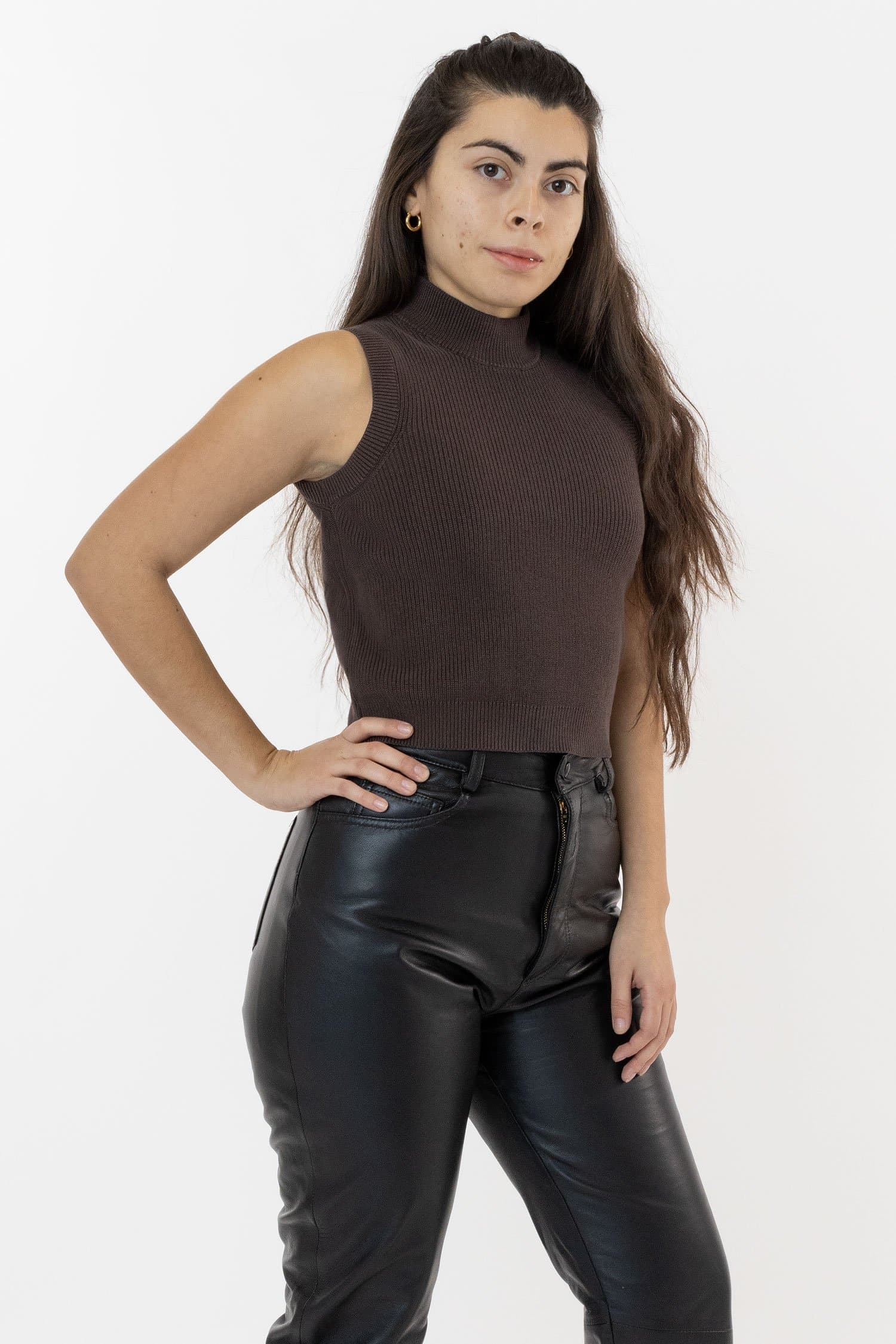 RFK45GD - Cotton Knit Sleeveless Mock Neck Sweater - Image 13