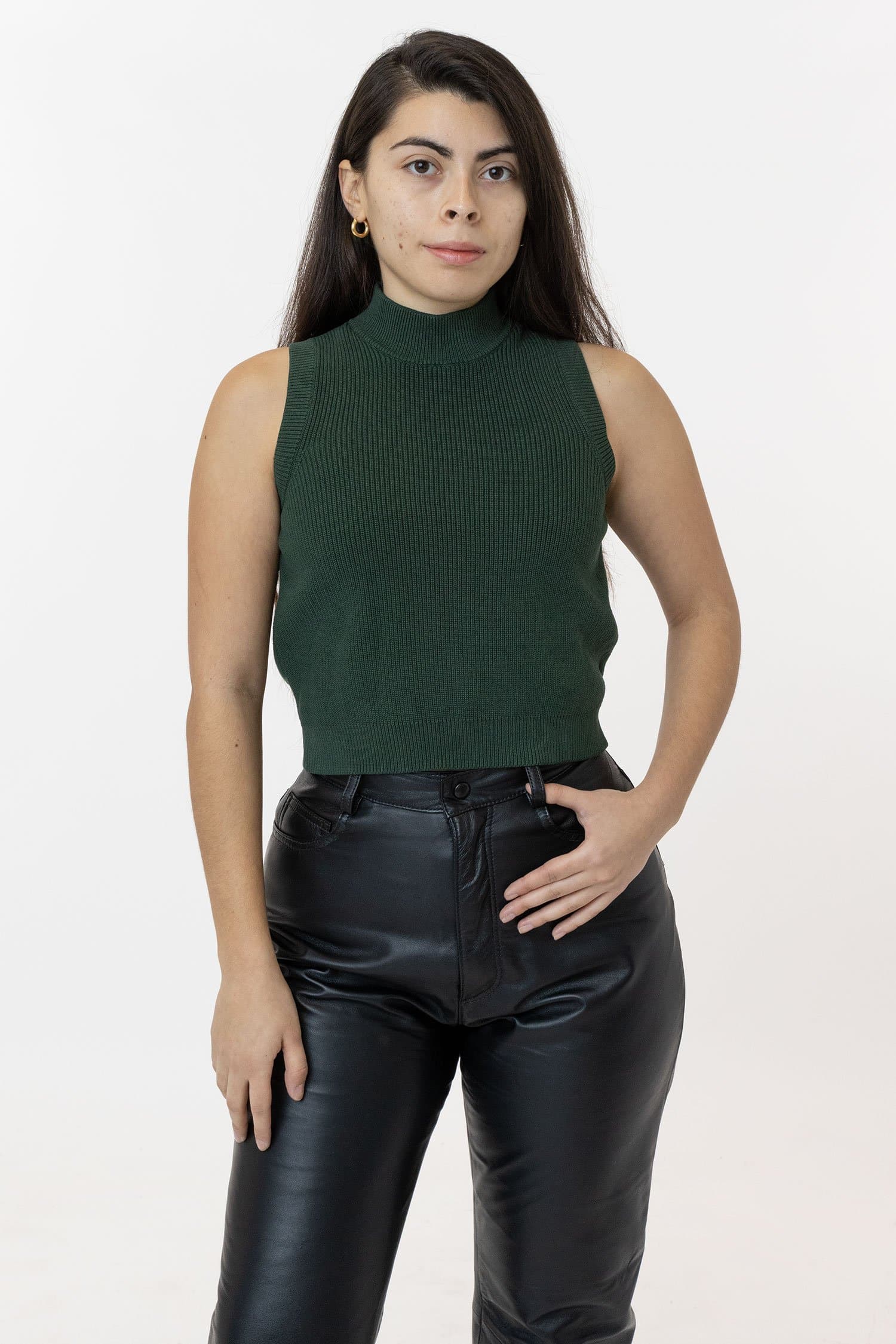 RFK45GD - Cotton Knit Sleeveless Mock Neck Sweater - Image 6