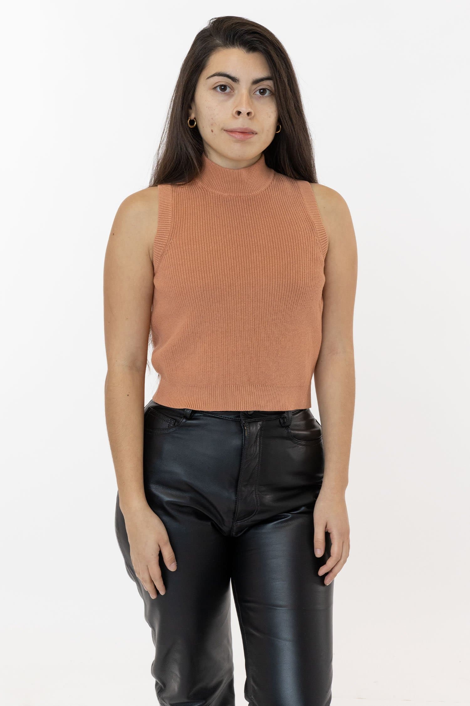 RFK45GD - Cotton Knit Sleeveless Mock Neck Sweater - Image 8