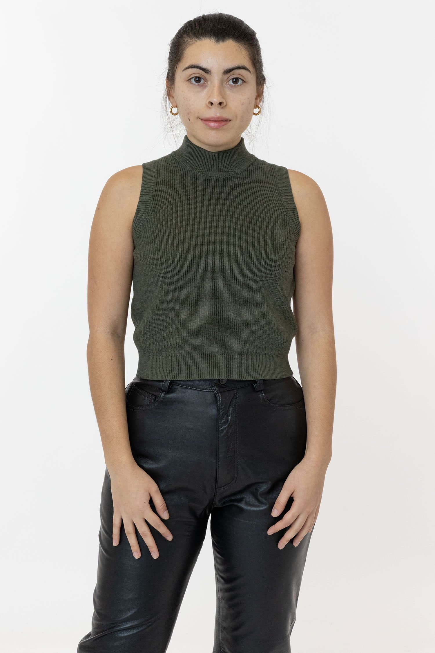 RFK45GD - Cotton Knit Sleeveless Mock Neck Sweater - Image 9
