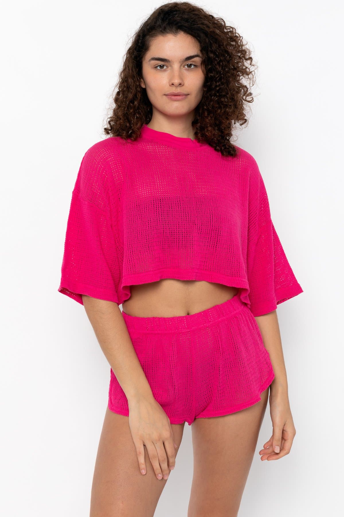 RIN331GD - Cotton Fishnet Garment Dye Crop Top - Image 5