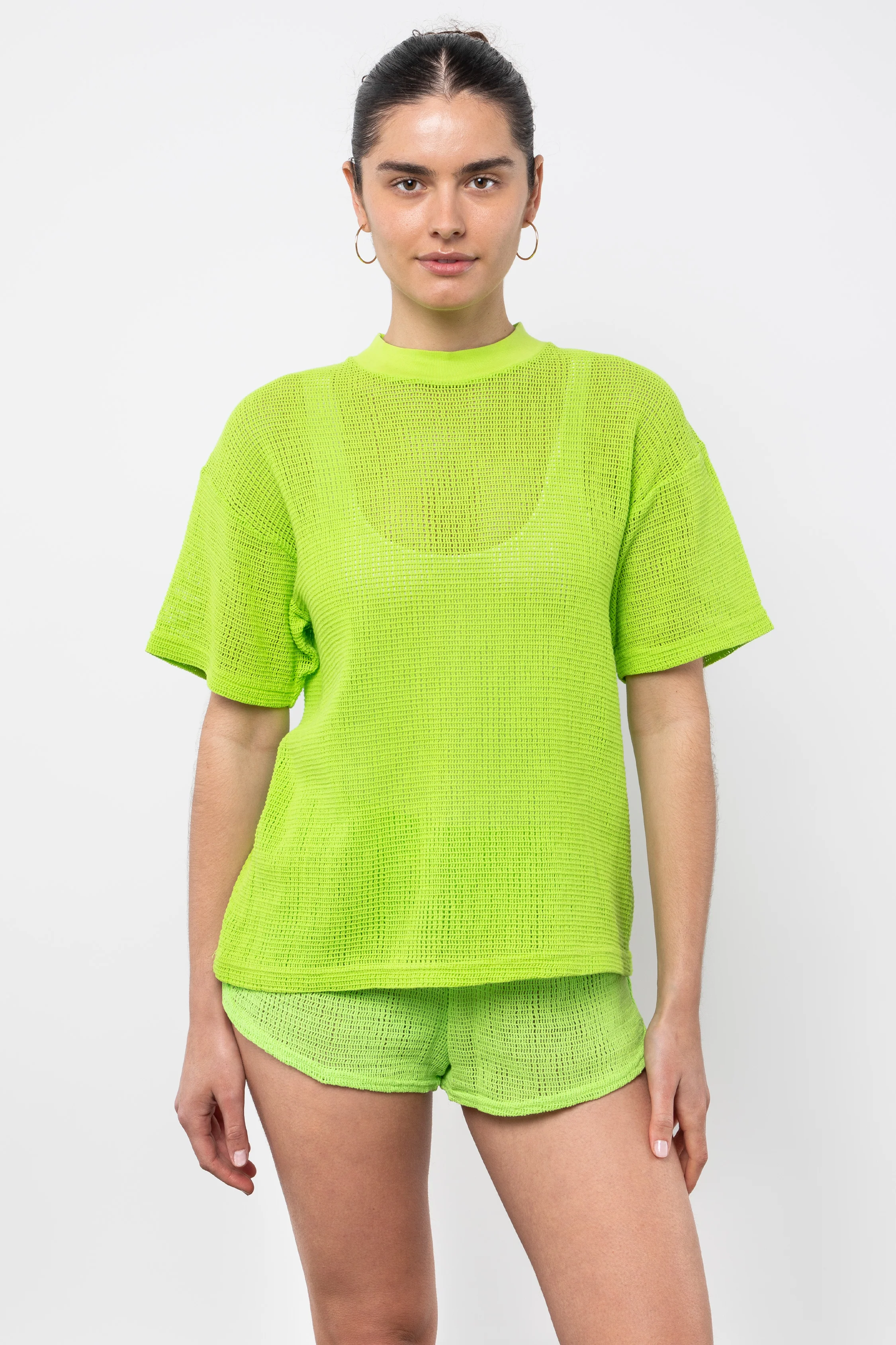 RIN401GD - Cotton Mock Neck Fishnet Garment Dye T-Shirt - Image 14