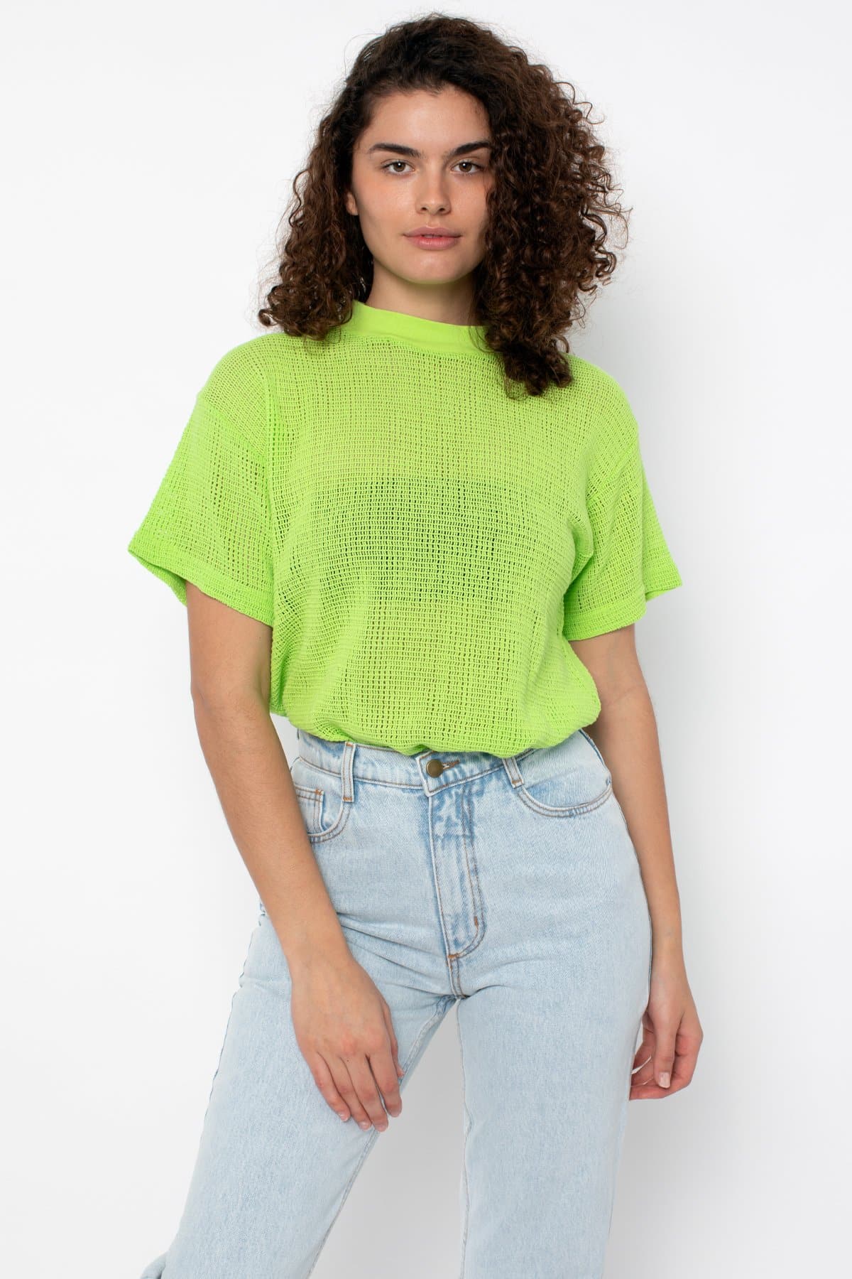 RIN401GD - Cotton Mock Neck Fishnet Garment Dye T-Shirt - Image 18