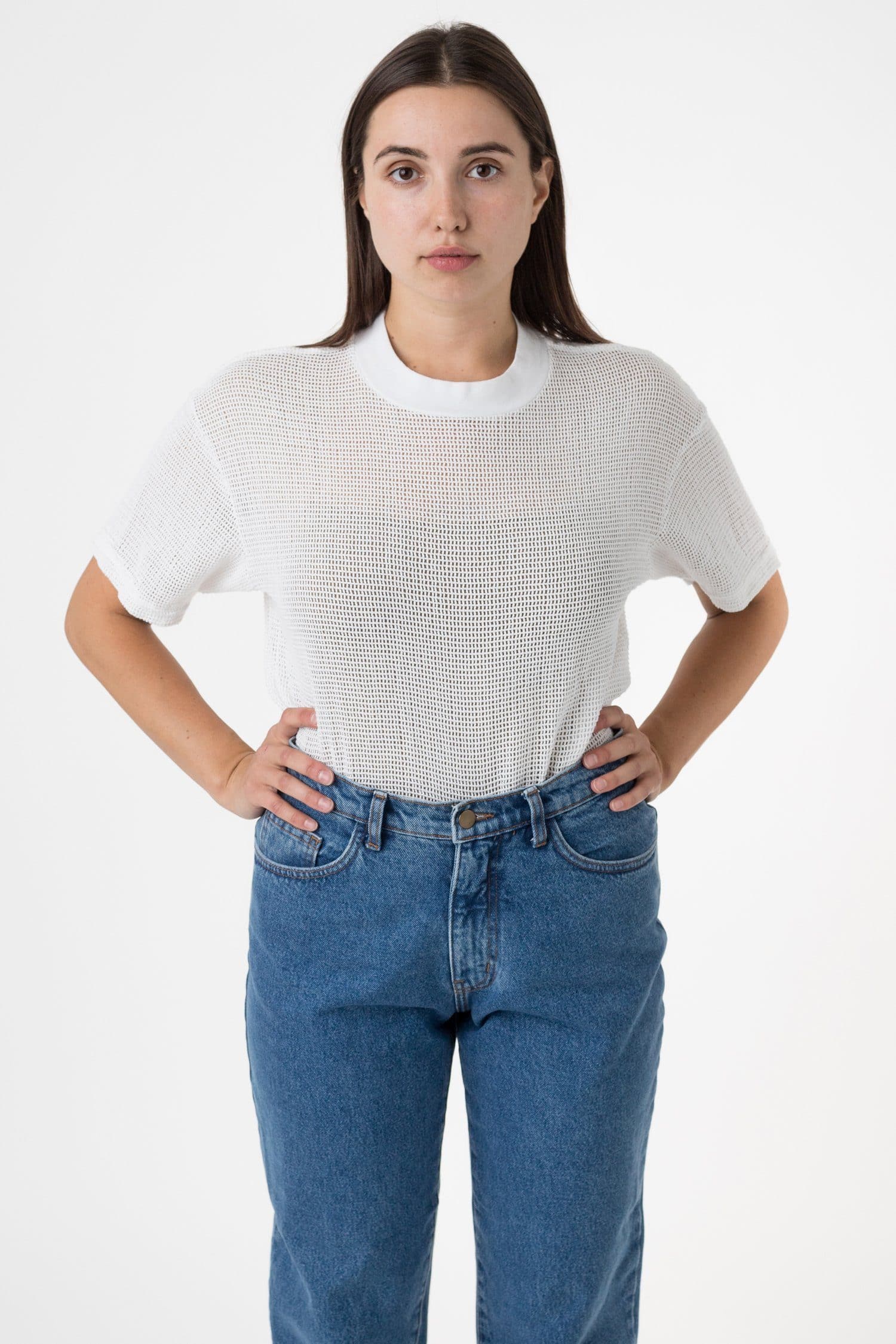 RIN401GD - Cotton Mock Neck Fishnet Garment Dye T-Shirt - Image 19