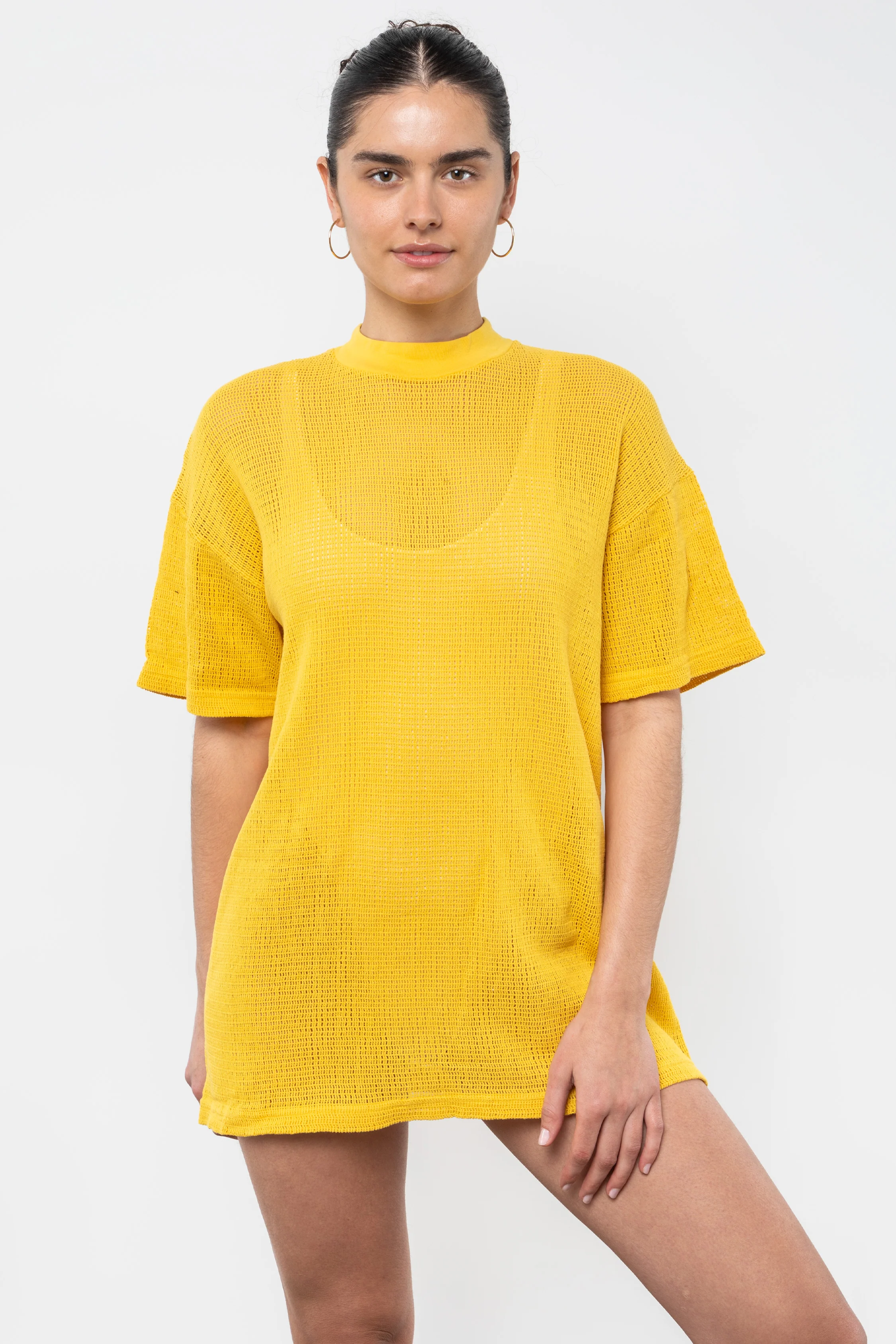 RIN500GD - Cotton Fishnet Mock Neck Big Tee - Image 13