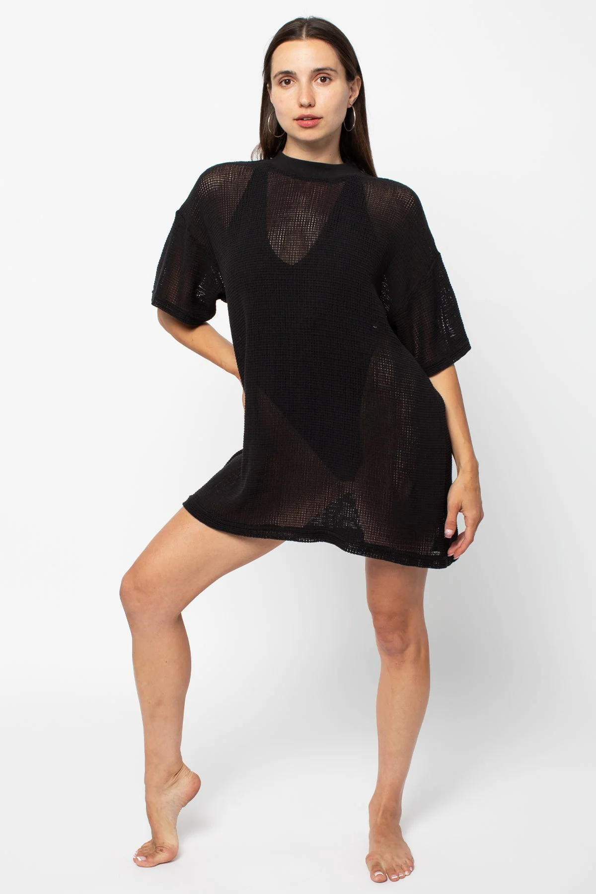 RIN500GD - Cotton Fishnet Mock Neck Big Tee - Image 16