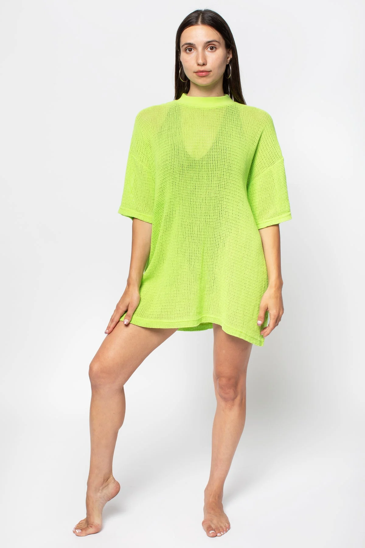 RIN500GD - Cotton Fishnet Mock Neck Big Tee - Image 18