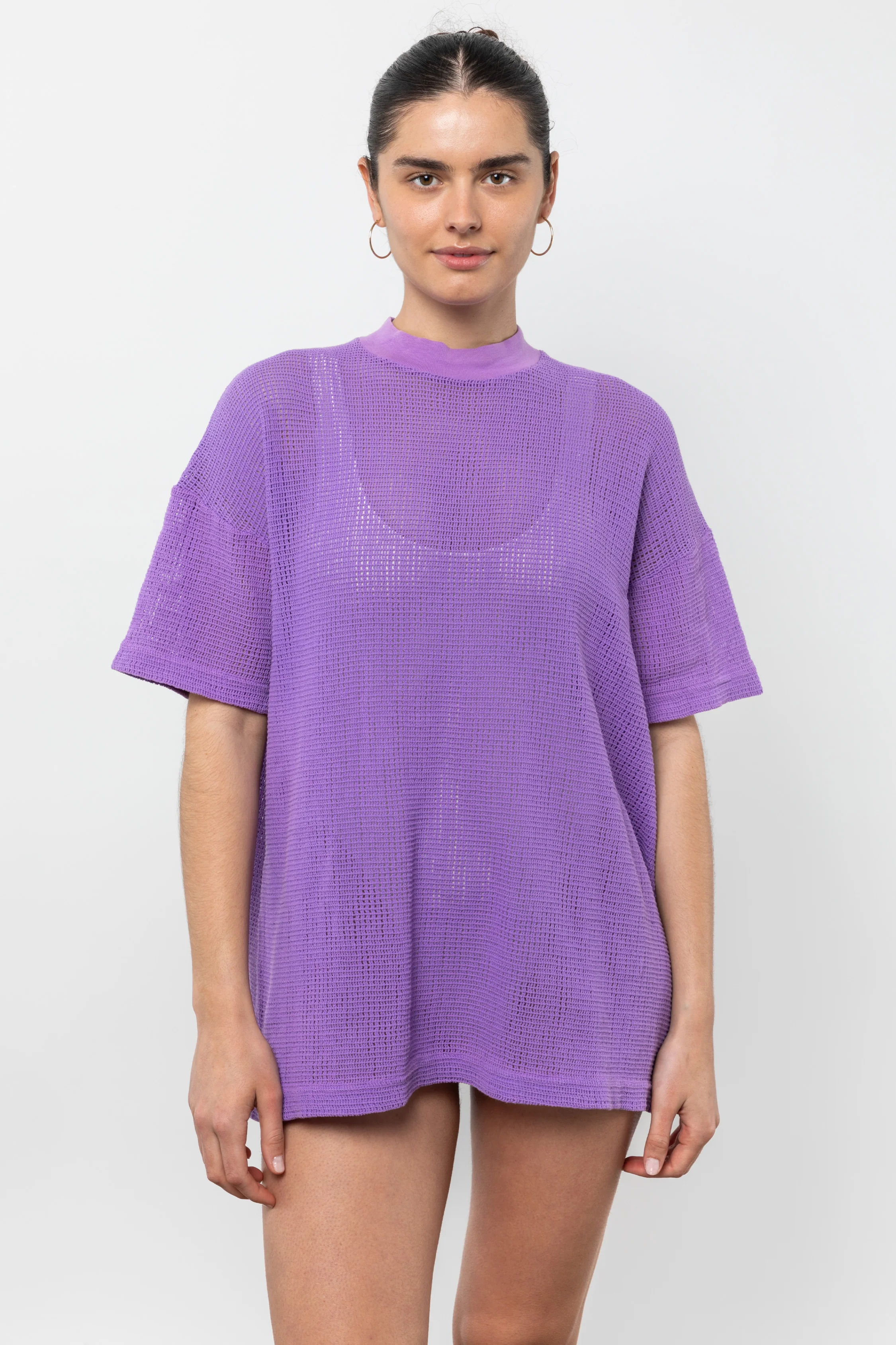 RIN500GD - Cotton Fishnet Mock Neck Big Tee - Image 6