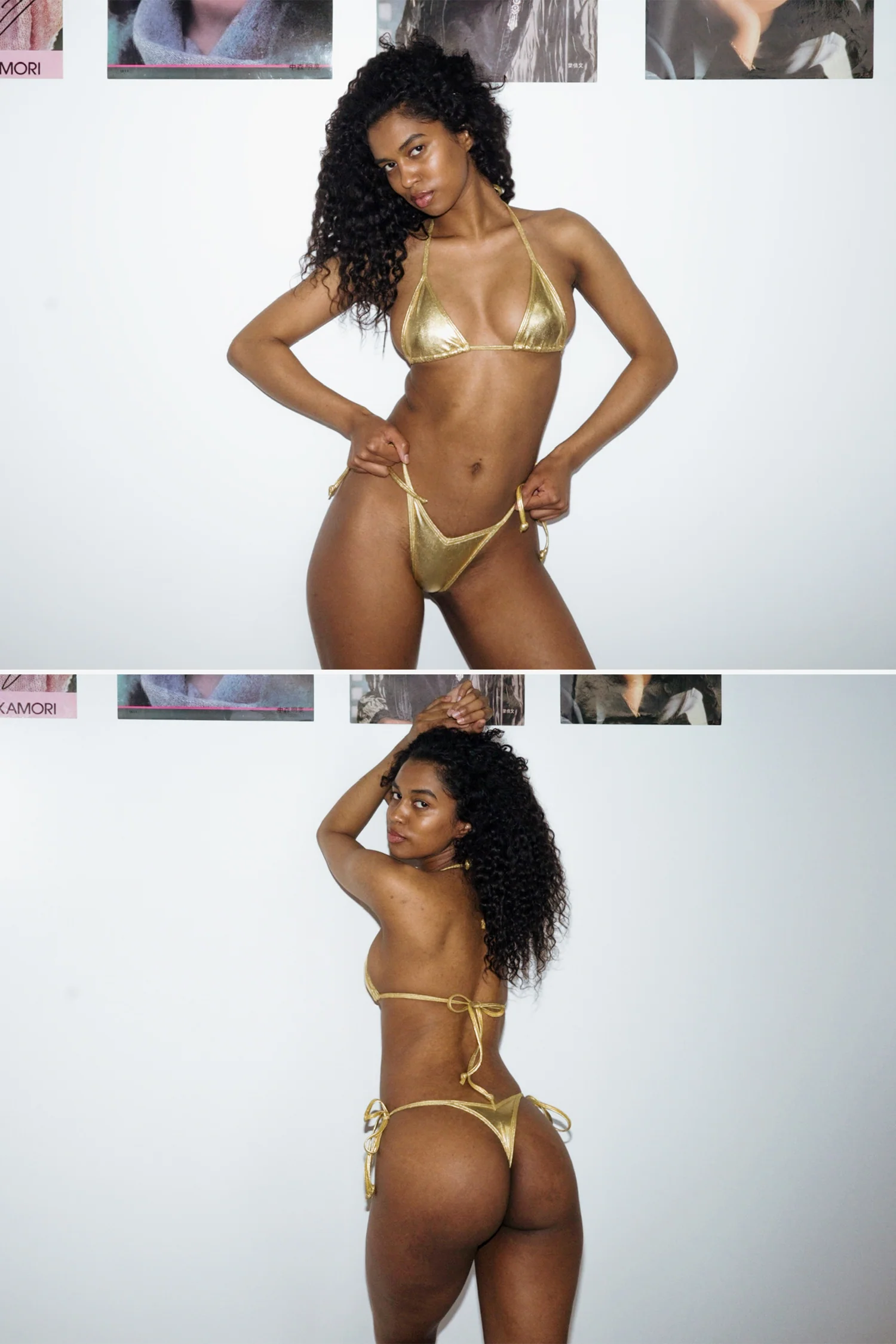 RLA3032 - Lamé V-Cut Thong Bikini Bottom - Image 9