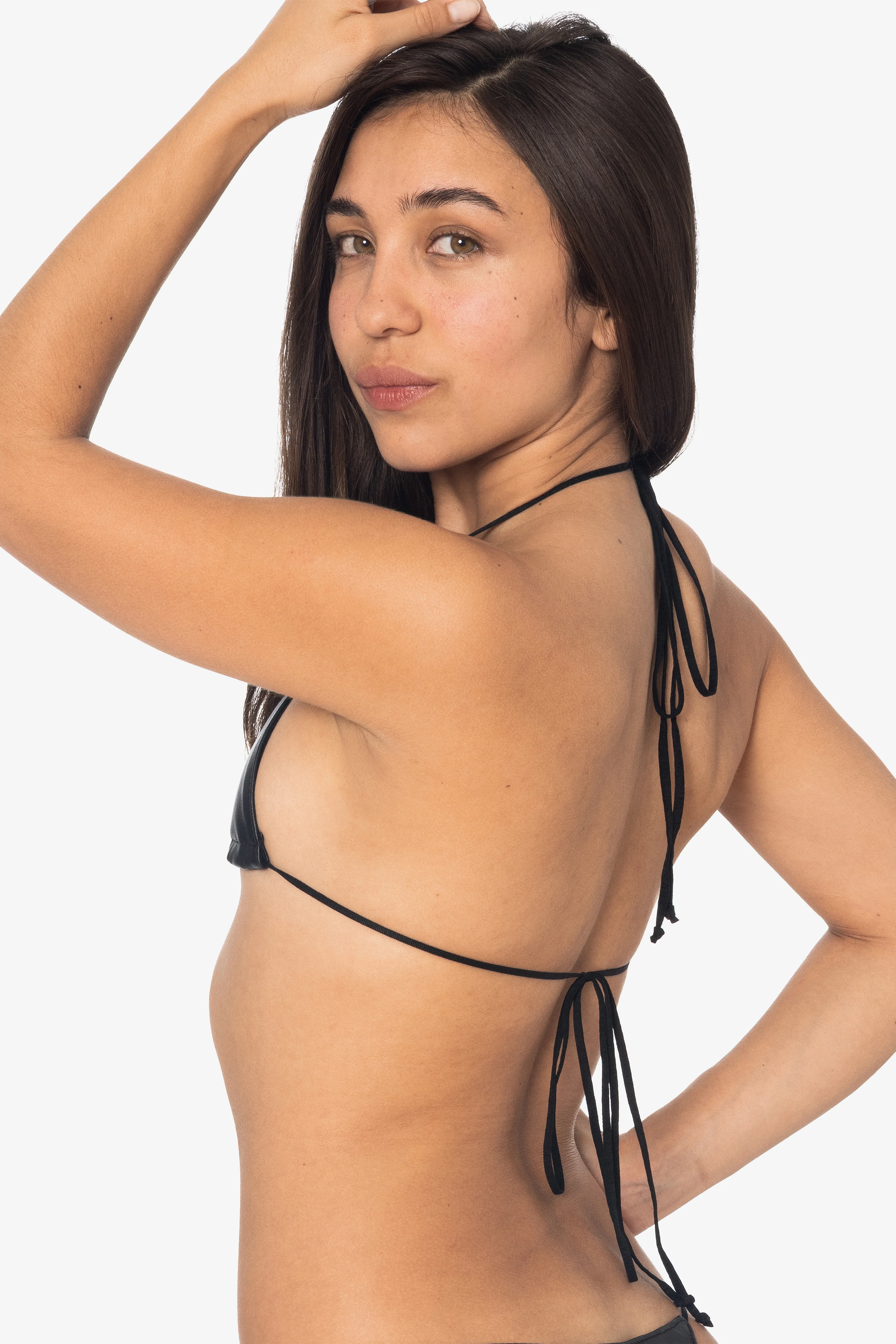 RLH3436 - Leather Nylon String Bikini Top - Image 10