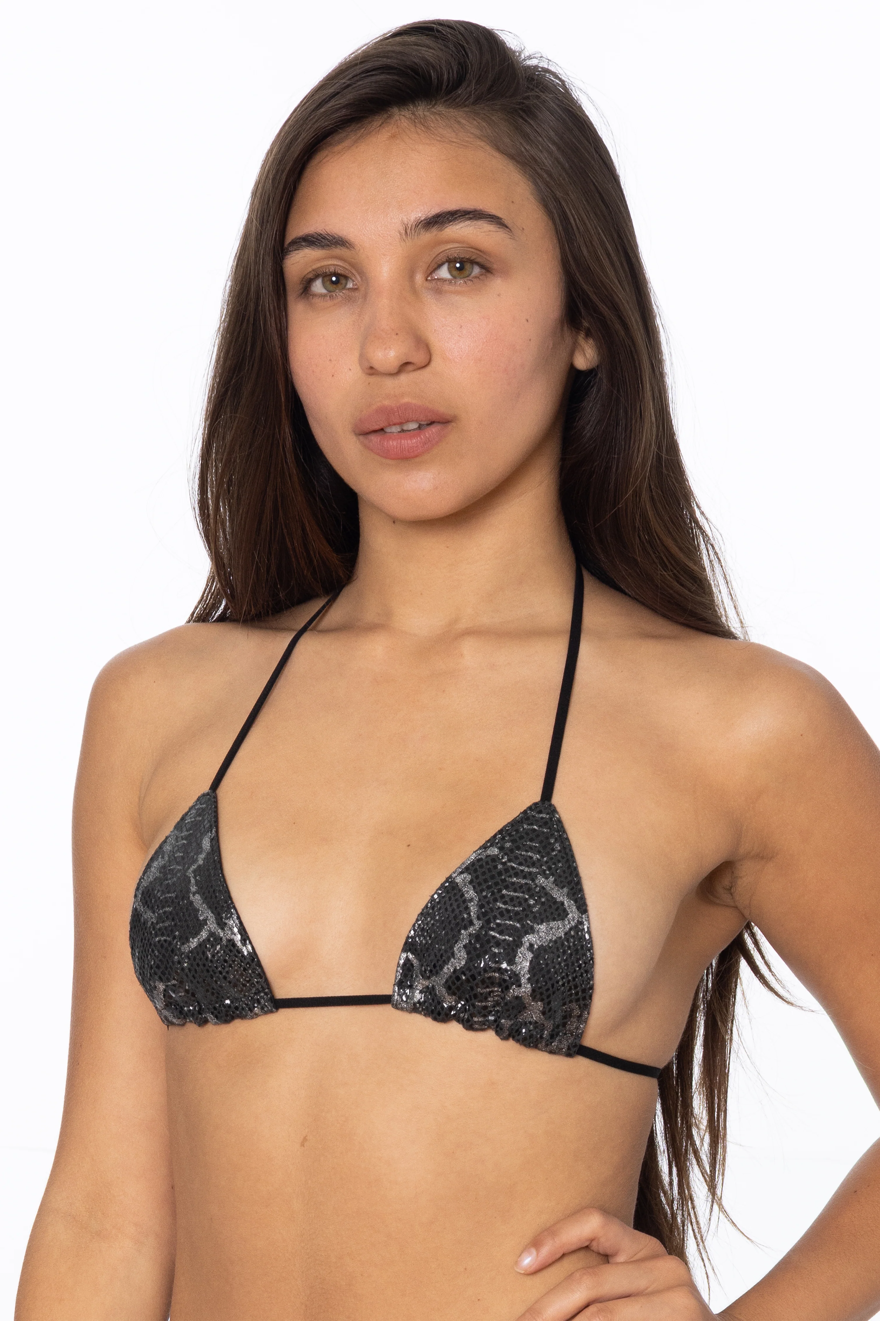 RLH3436 - Leather Nylon String Bikini Top - Image 2