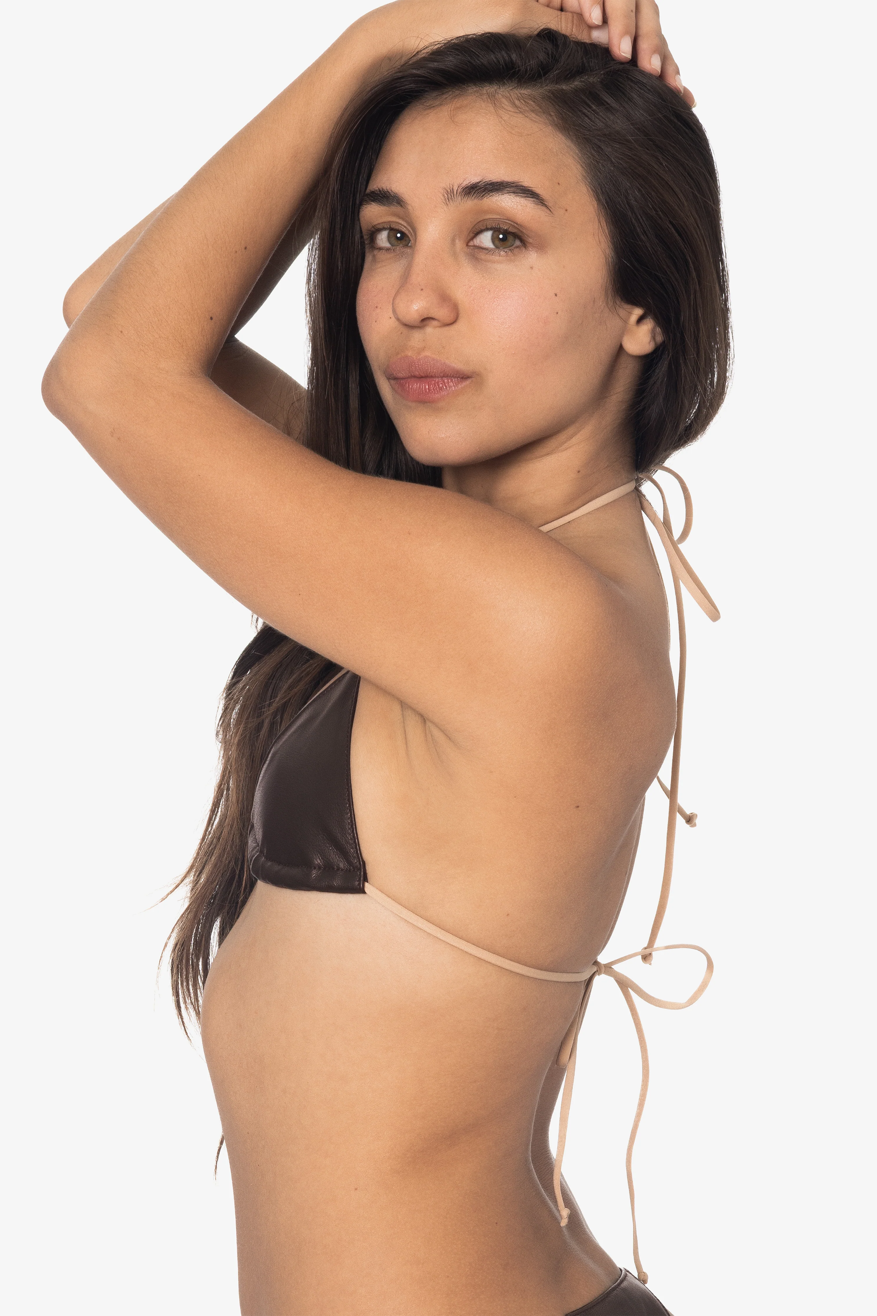 RLH3436 - Leather Nylon String Bikini Top - Image 8
