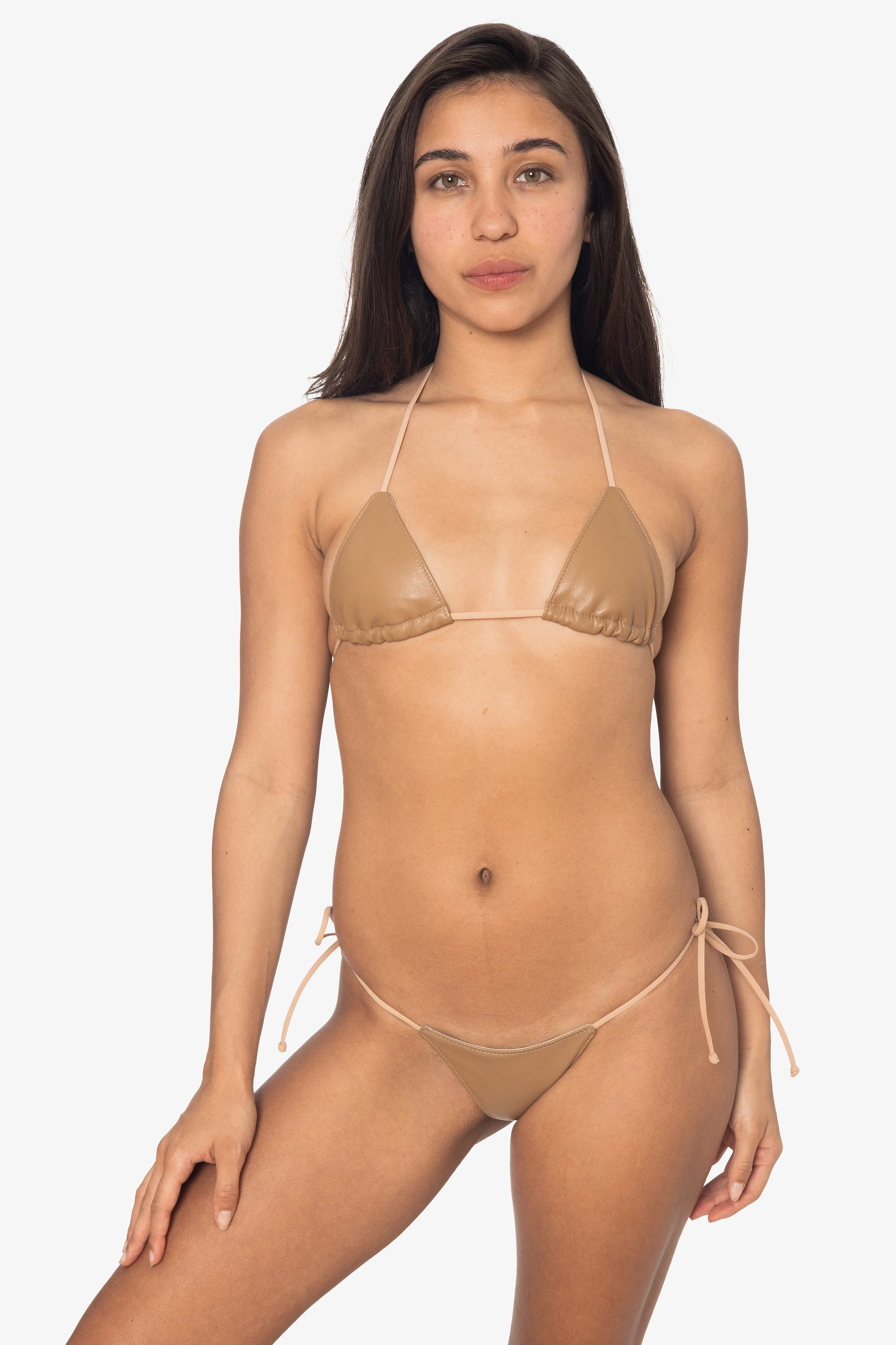 RLH3437 - Leather Thong Nylon String Bikini Bottom - Image 2