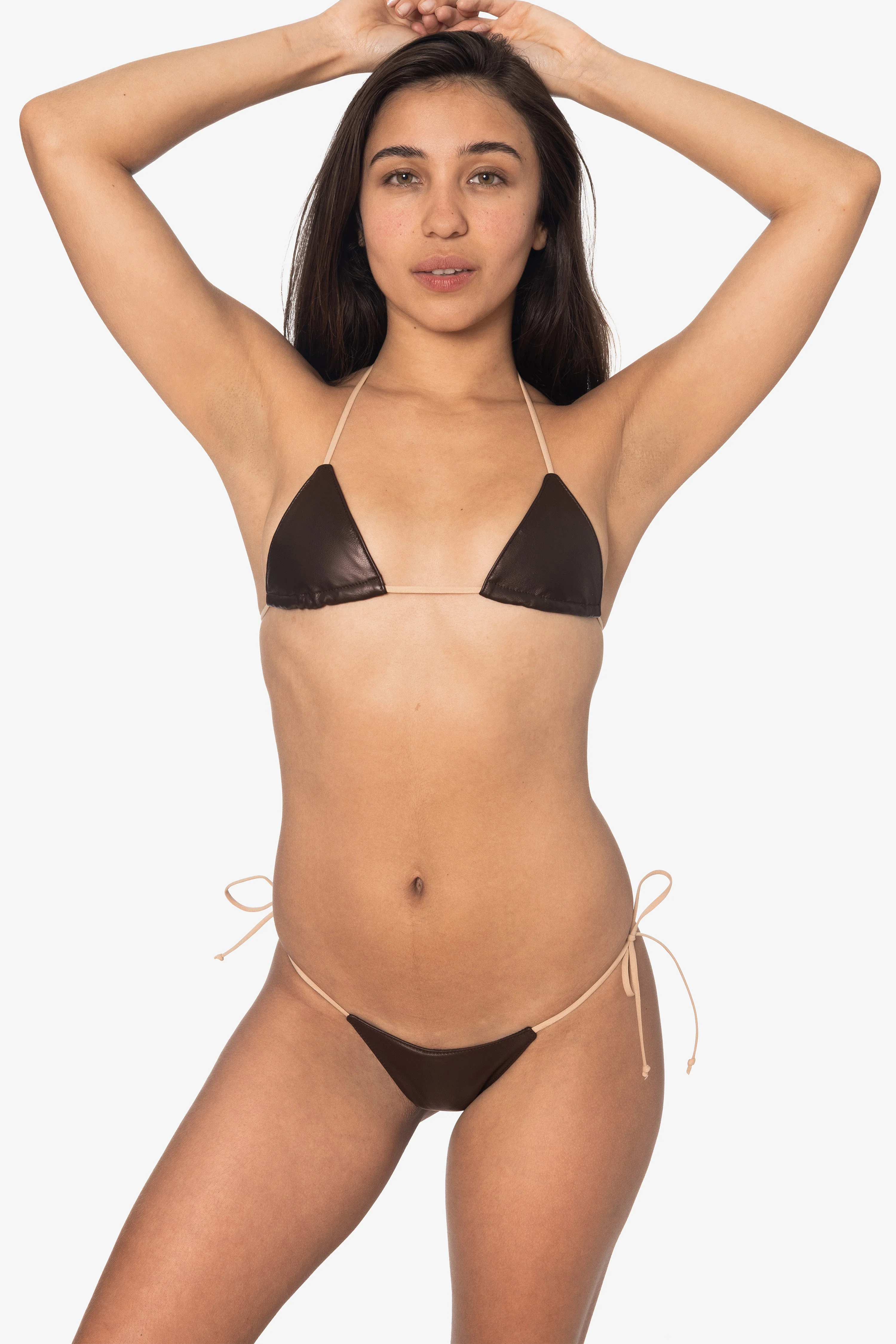 RLH3437 - Leather Thong Nylon String Bikini Bottom - Image 4