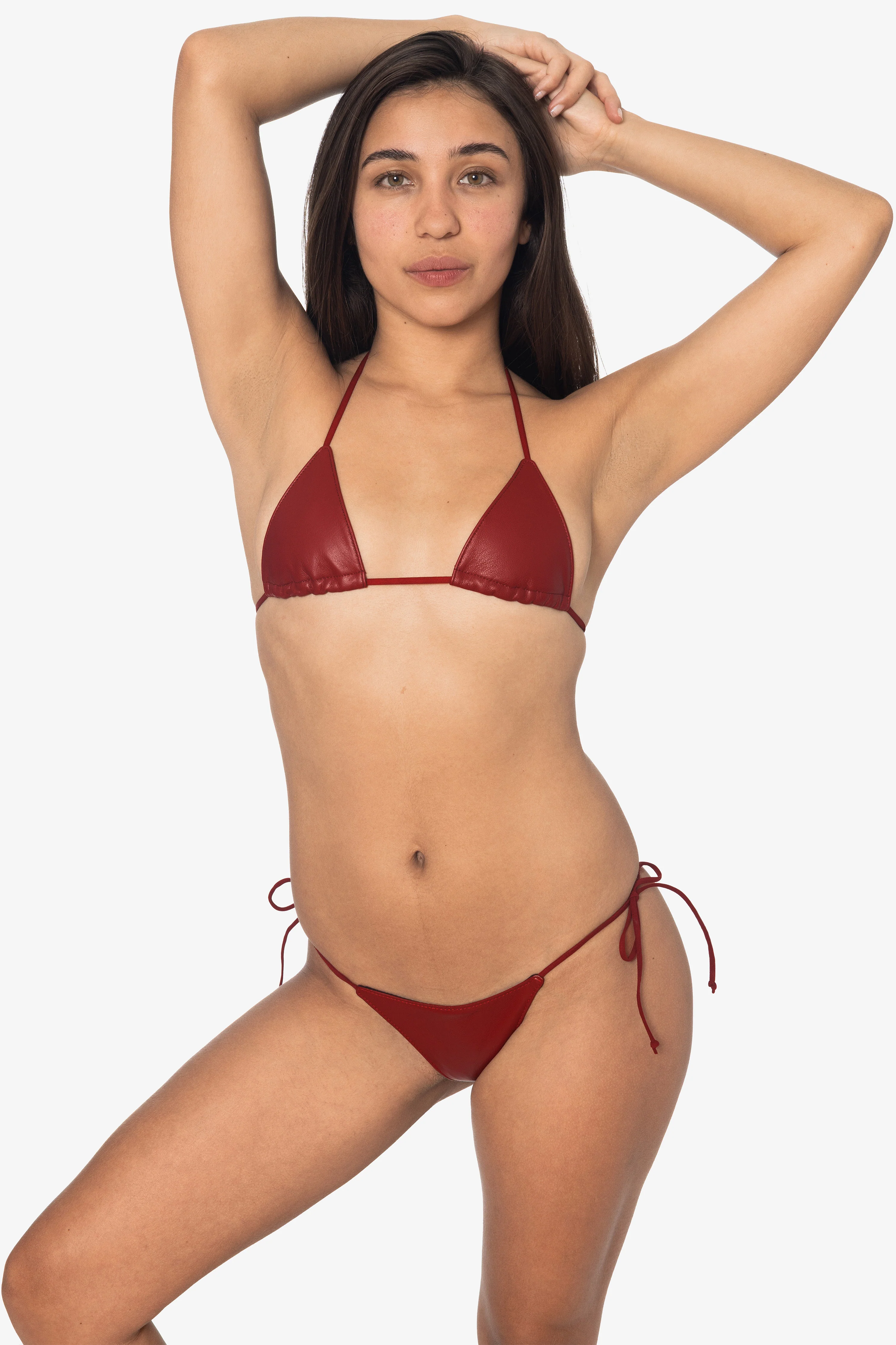 RLH3437 - Leather Thong Nylon String Bikini Bottom - Image 6