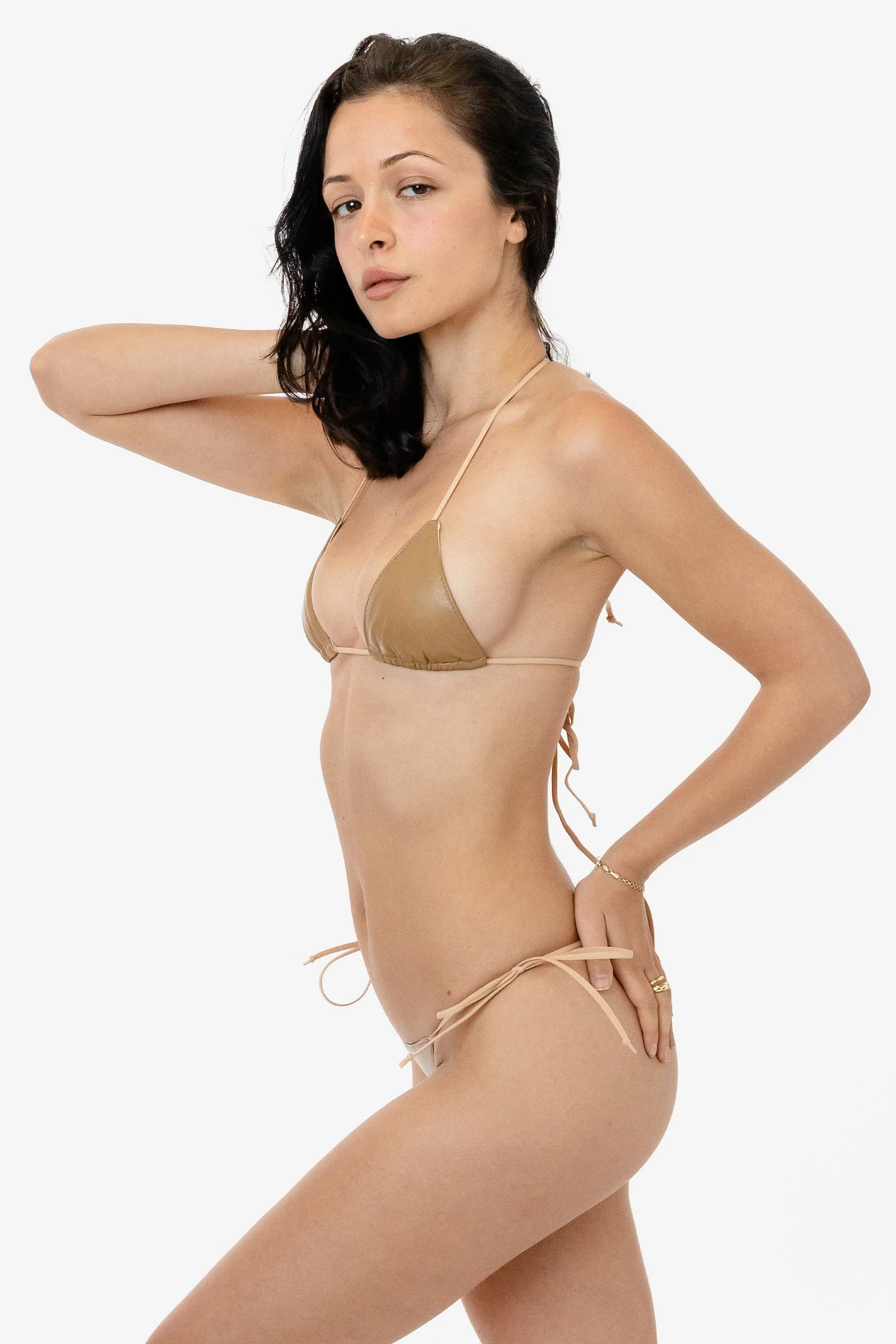 RLH3437 - Leather Thong Nylon String Bikini Bottom - Image 64