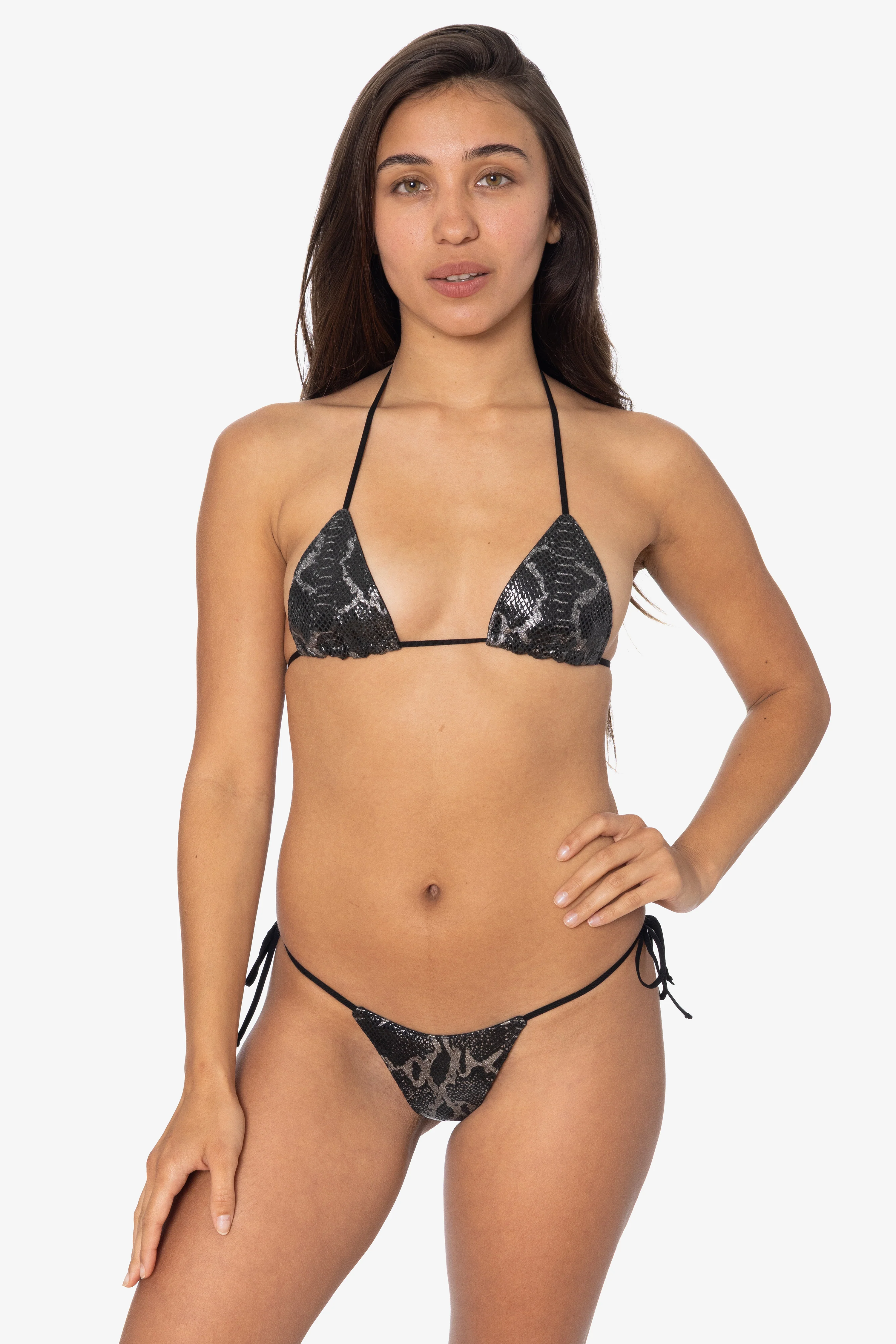 RLH3437 - Leather Thong Nylon String Bikini Bottom - Image 86