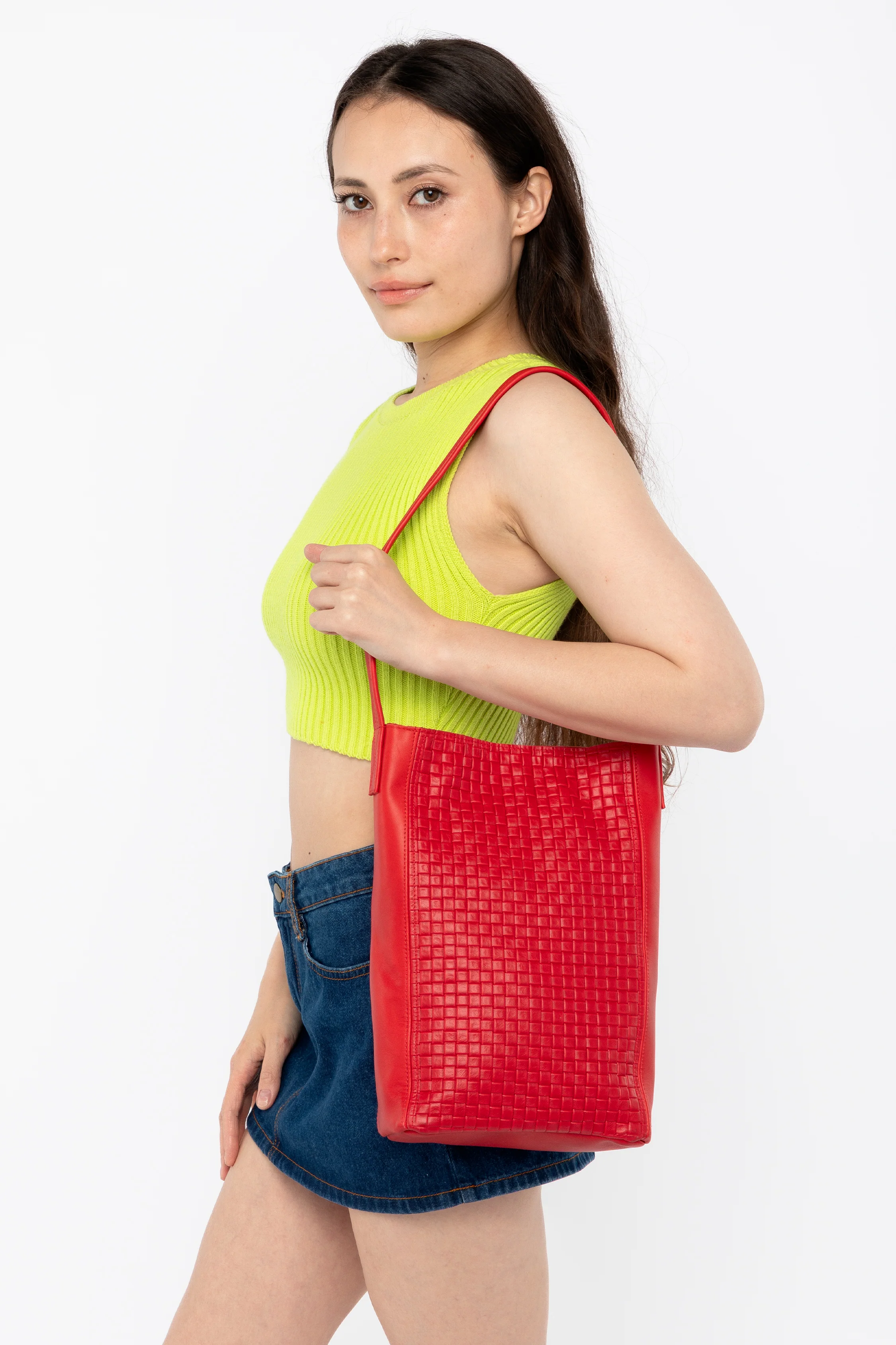 RLH3482 - Woven Leather Slim Tote - Image 24