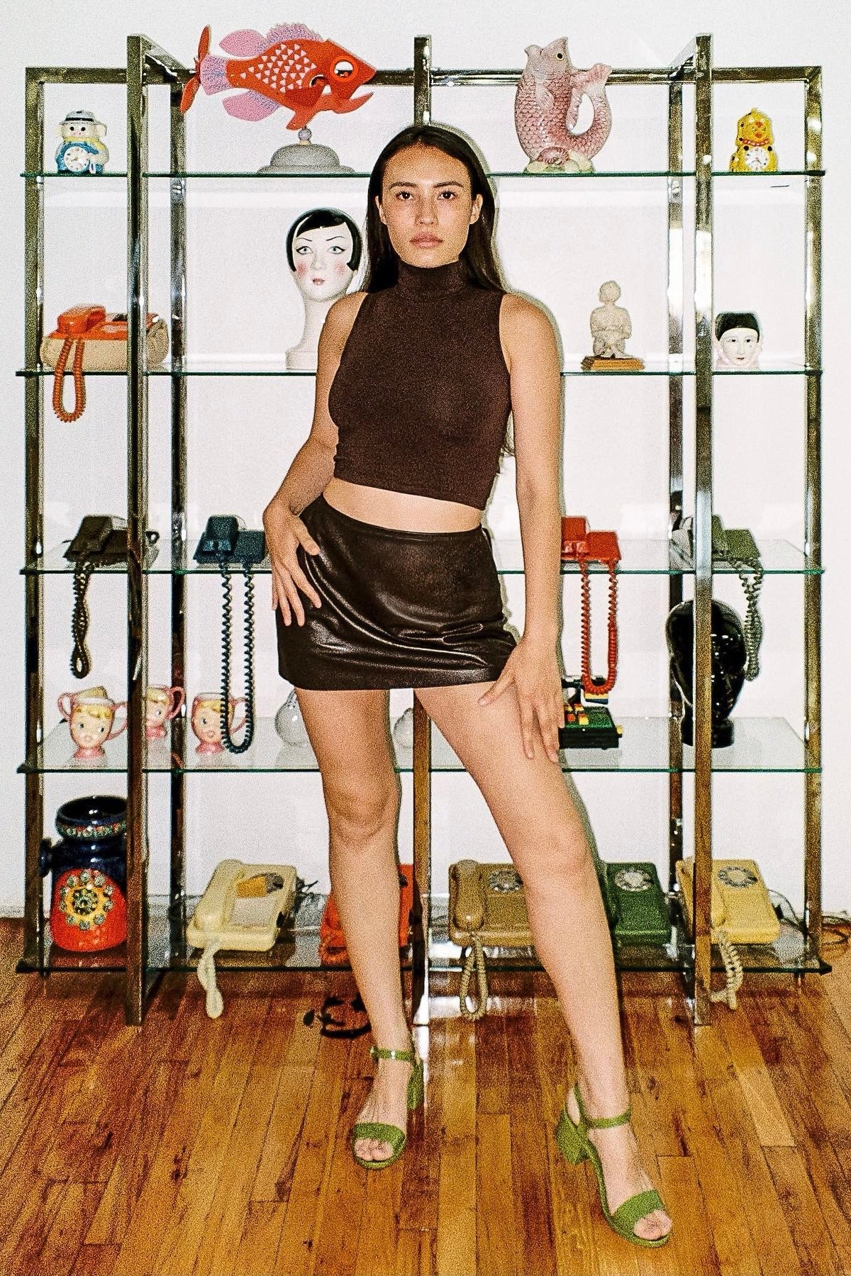 RLH739 - Leather Micro Mini Skort - Image 24