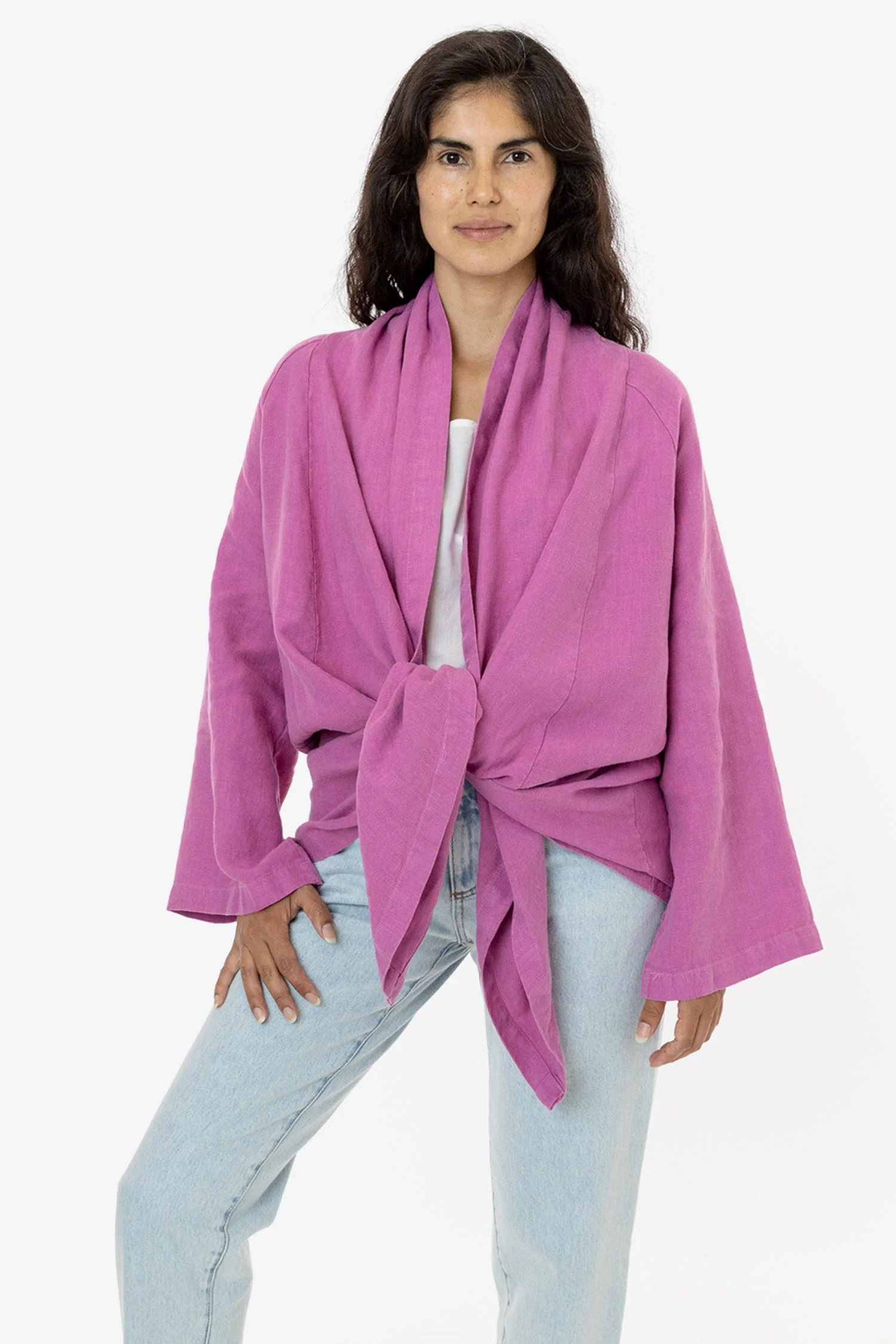 RLIN12GD - Linen Front Tie Cardigan - Image 4