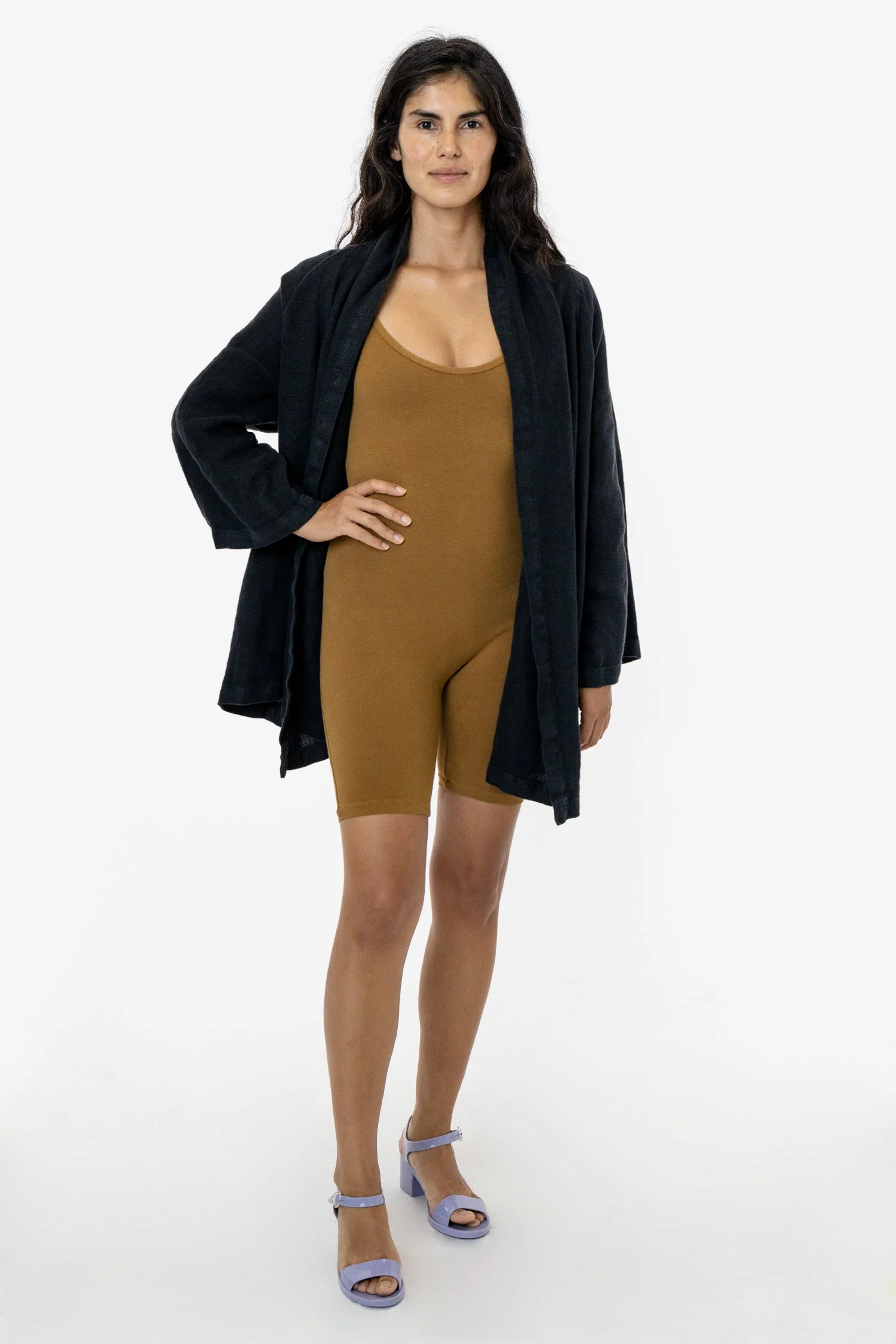 RLINBURGD - Linen Burlap Tie Front Cardigan - Image 3