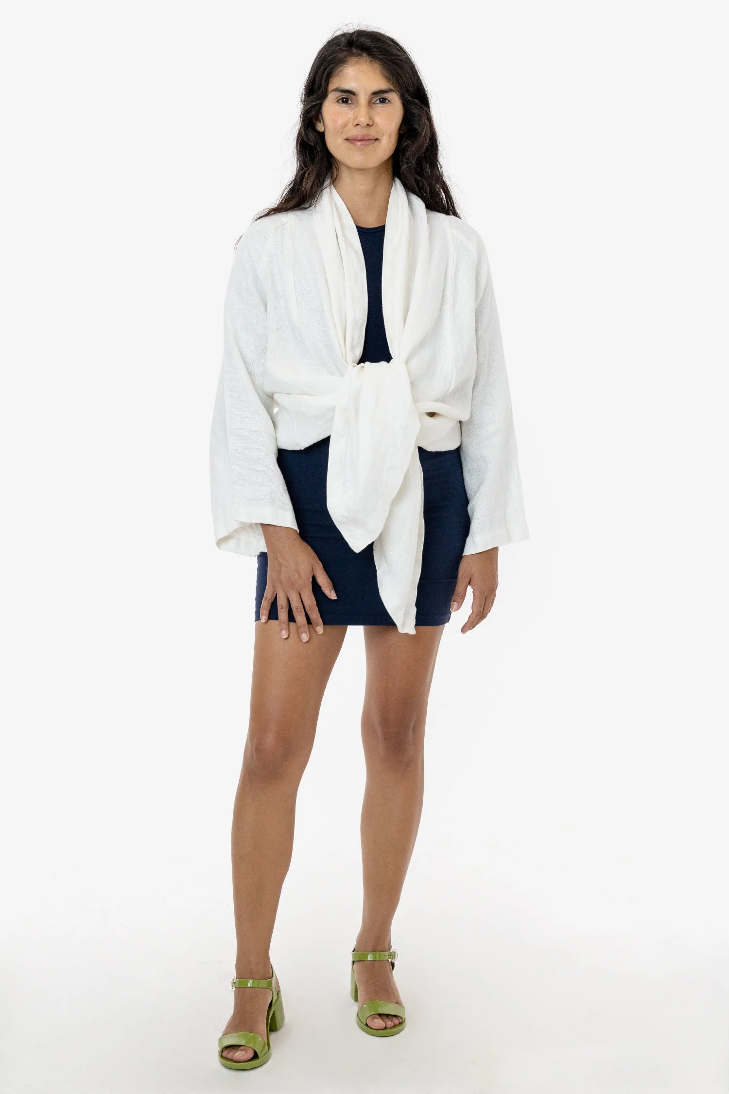 RLINBURGD - Linen Burlap Tie Front Cardigan - Image 7