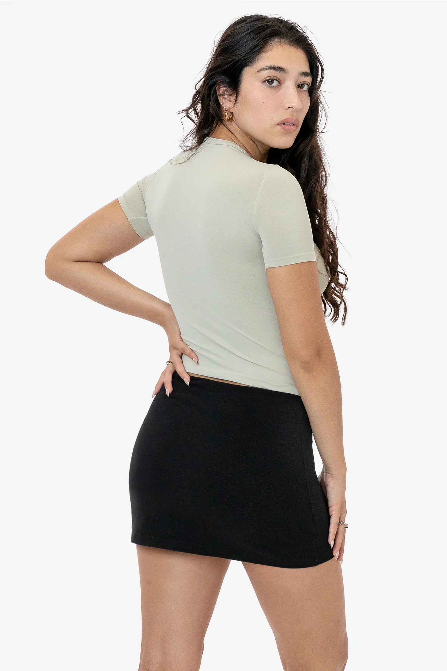 RN378 - Nylon Short Sleeve Crewneck Fitted Tee - Image 2