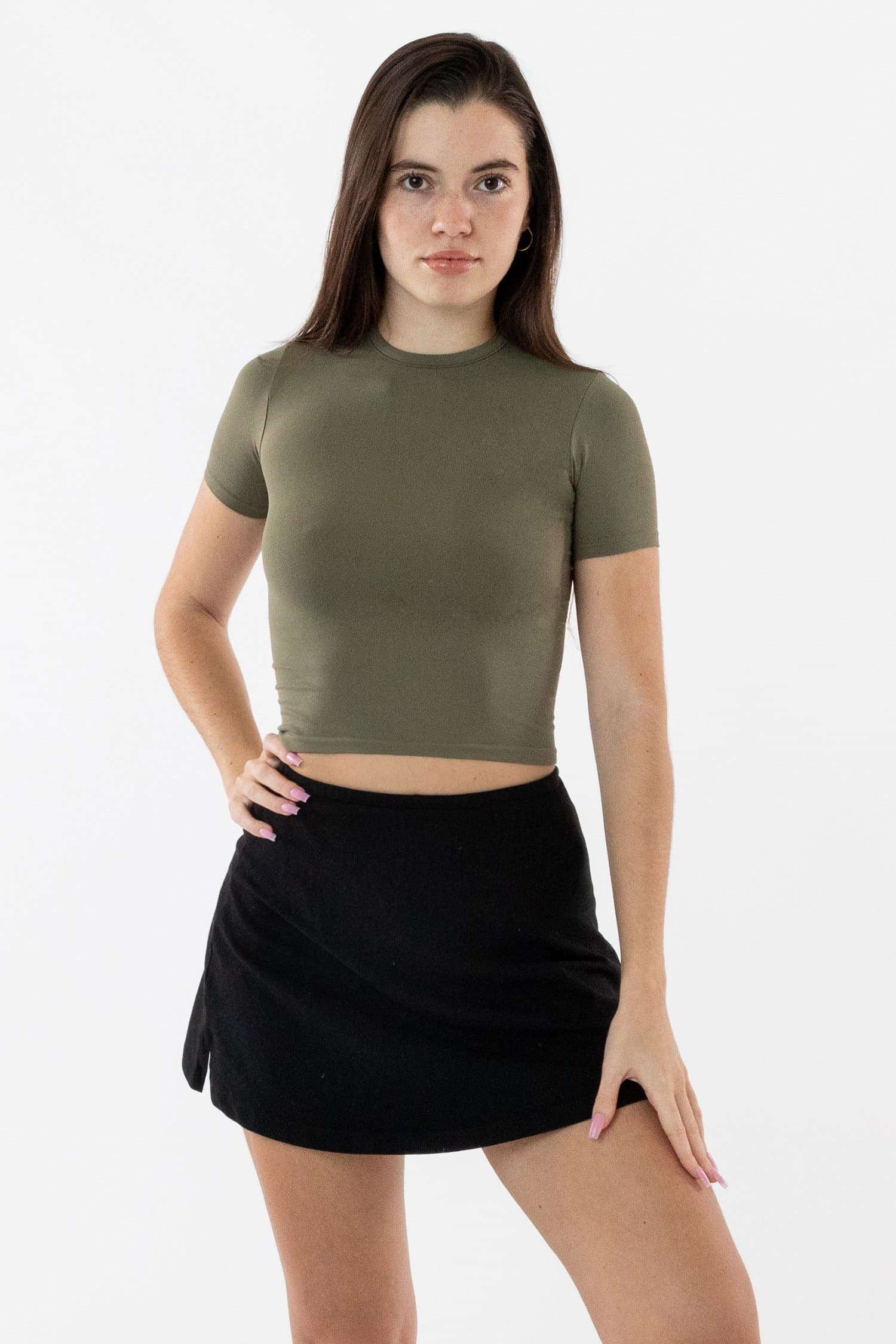 RN378 - Nylon Short Sleeve Crewneck Fitted Tee - Image 4