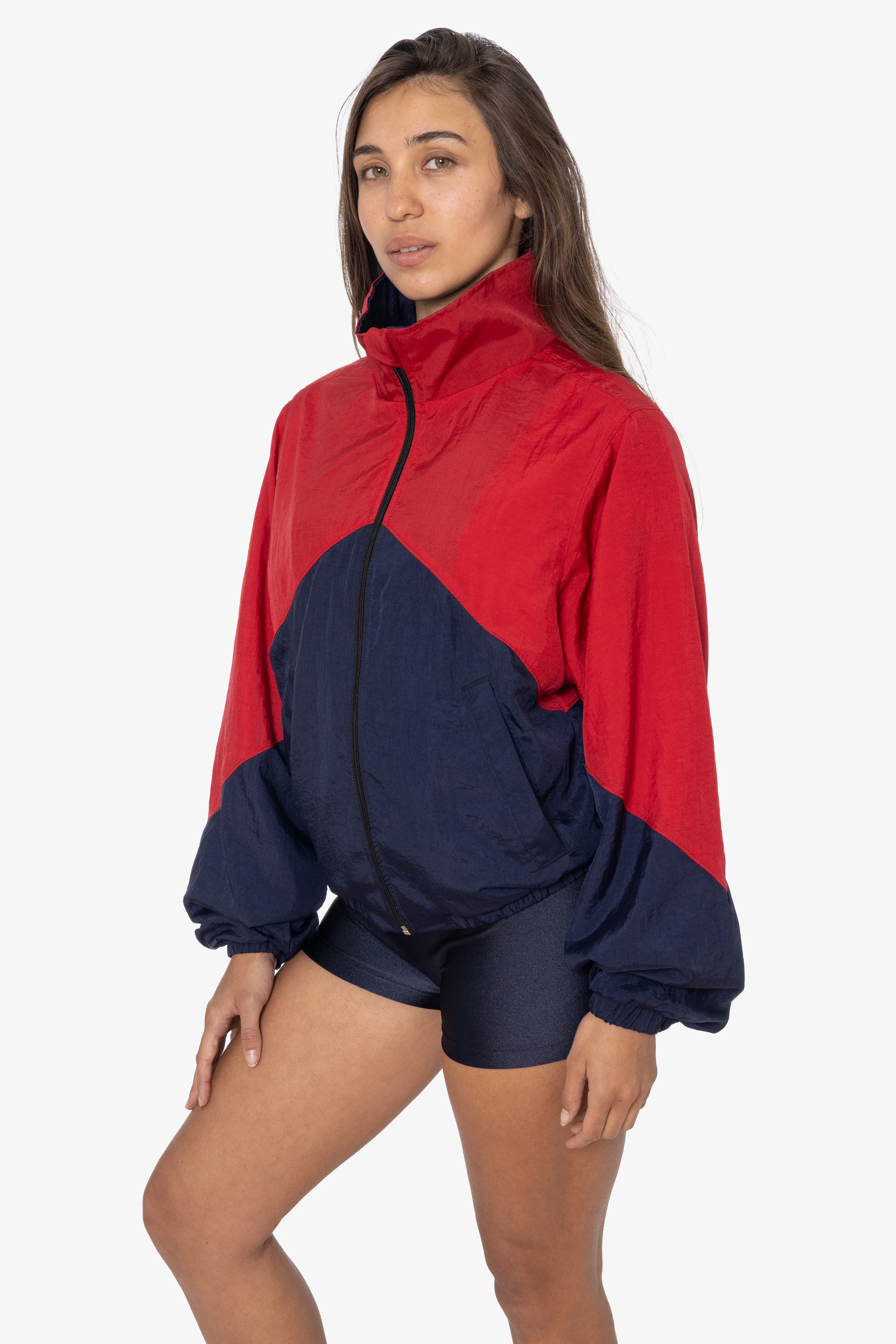 RNF555C - Nylon Crinkle Zip-Up Colorblock Windbreaker - Image 4