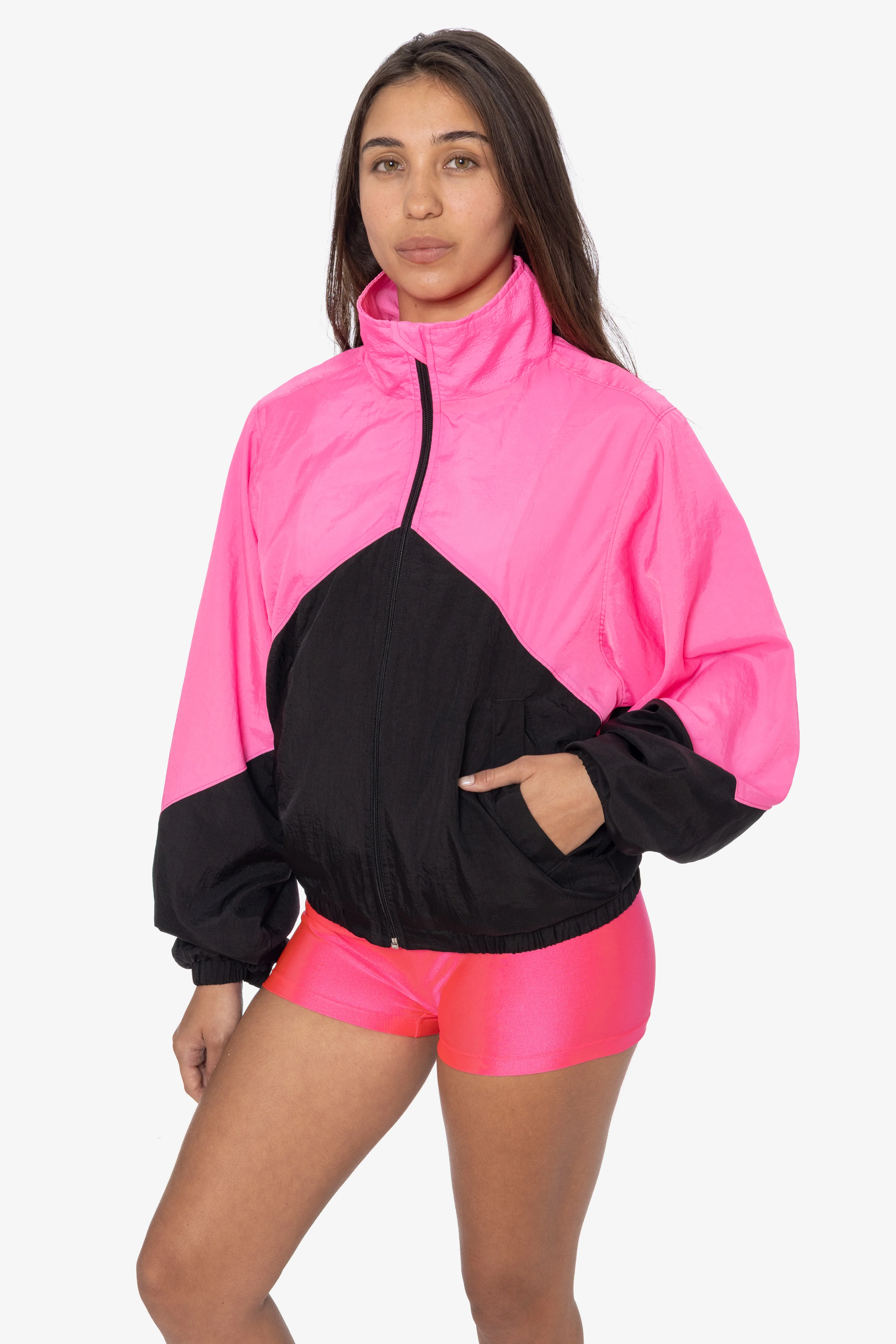 RNF555C - Nylon Crinkle Zip-Up Colorblock Windbreaker - Image 6