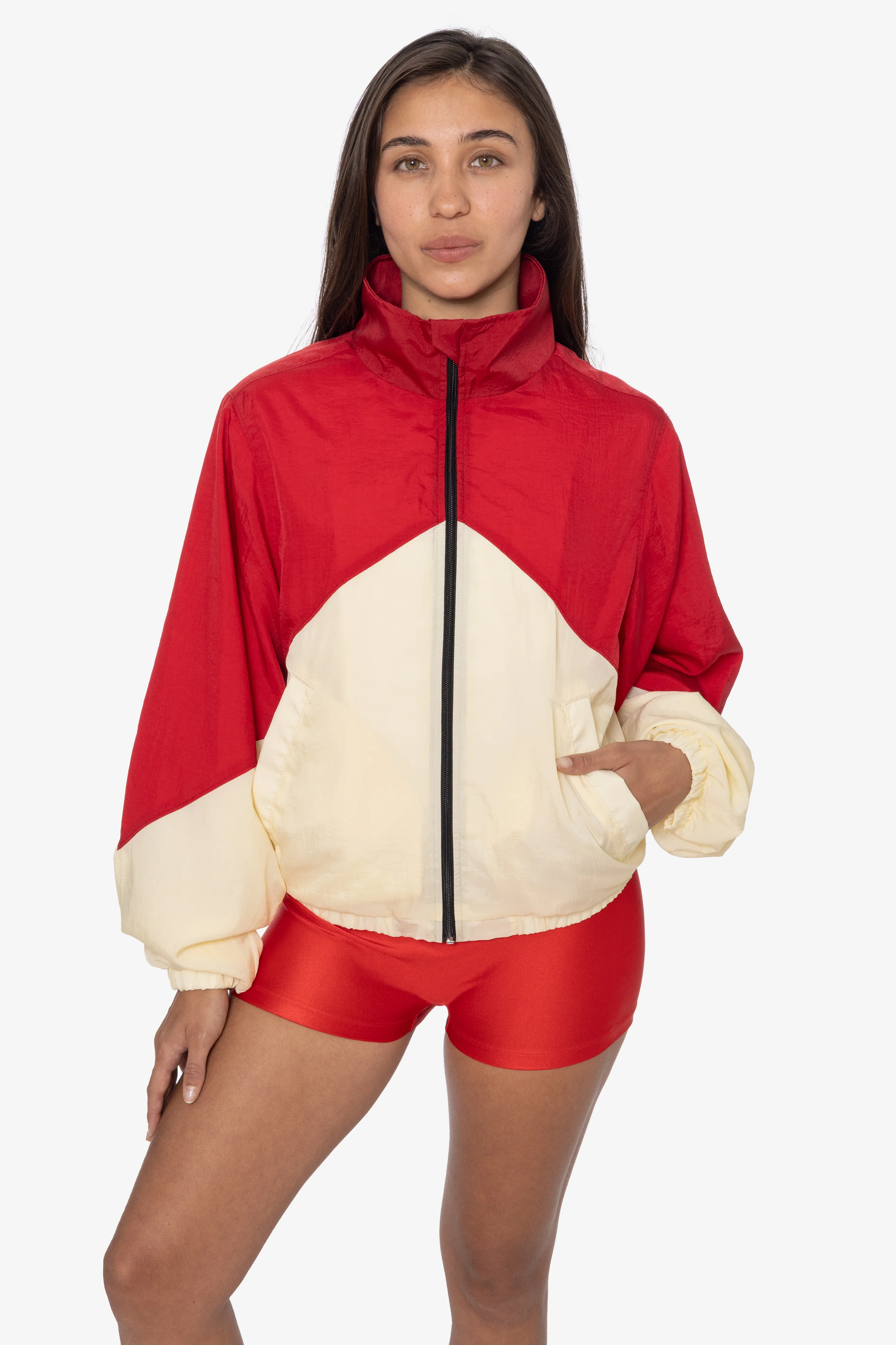RNF555C - Nylon Crinkle Zip-Up Colorblock Windbreaker - Image 7