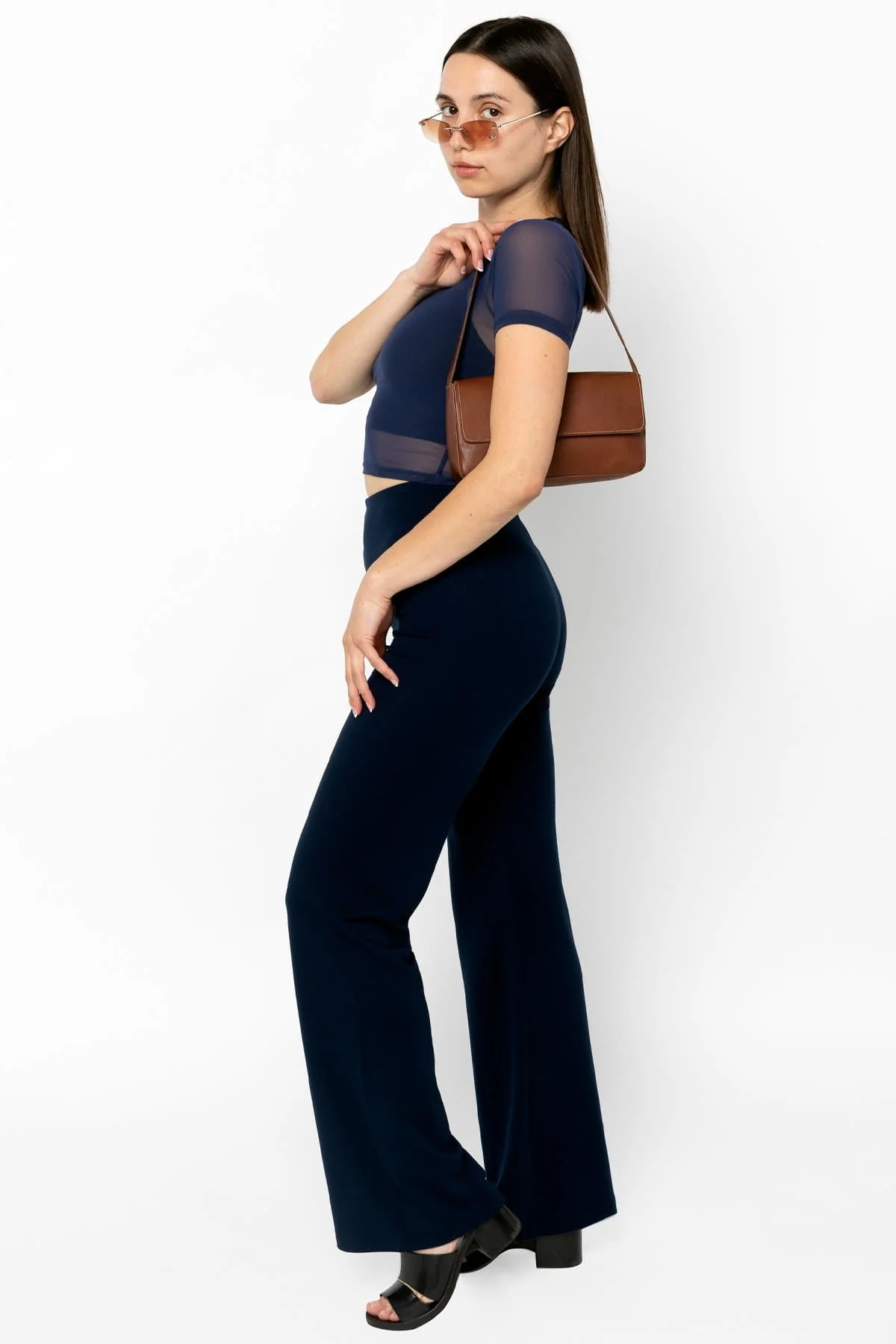 RNS078 - Micromesh Short Sleeve Crop Top Tee Shirt - Image 11