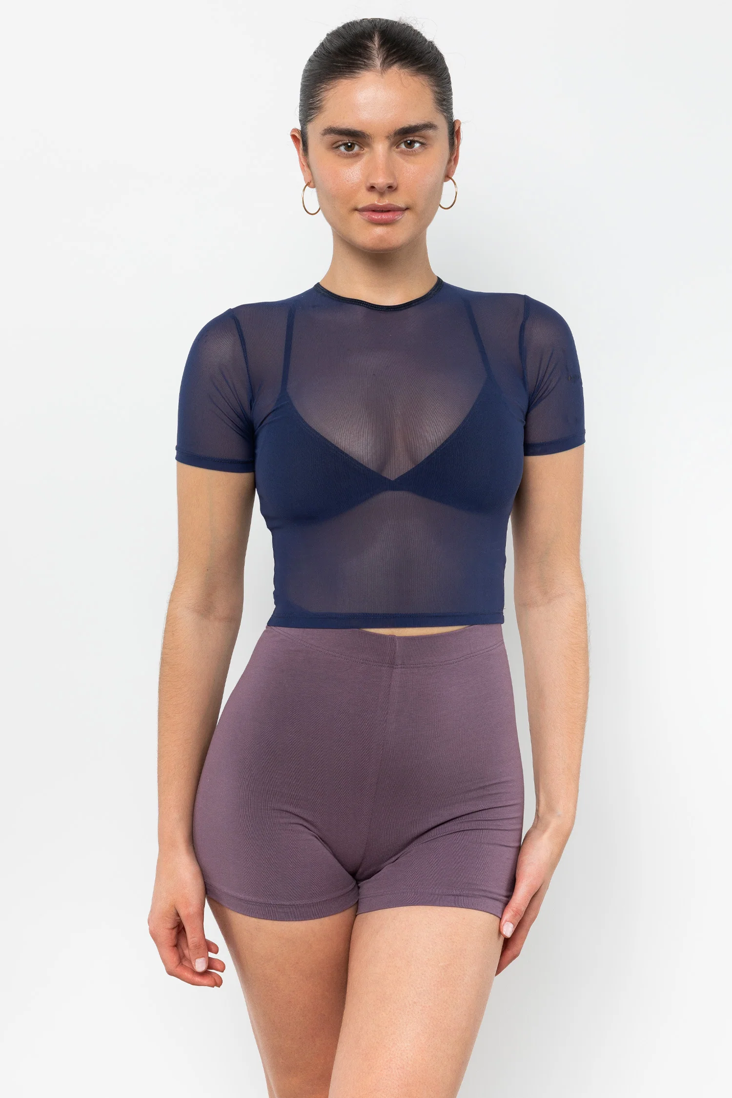 RNS078 - Micromesh Short Sleeve Crop Top Tee Shirt - Image 15