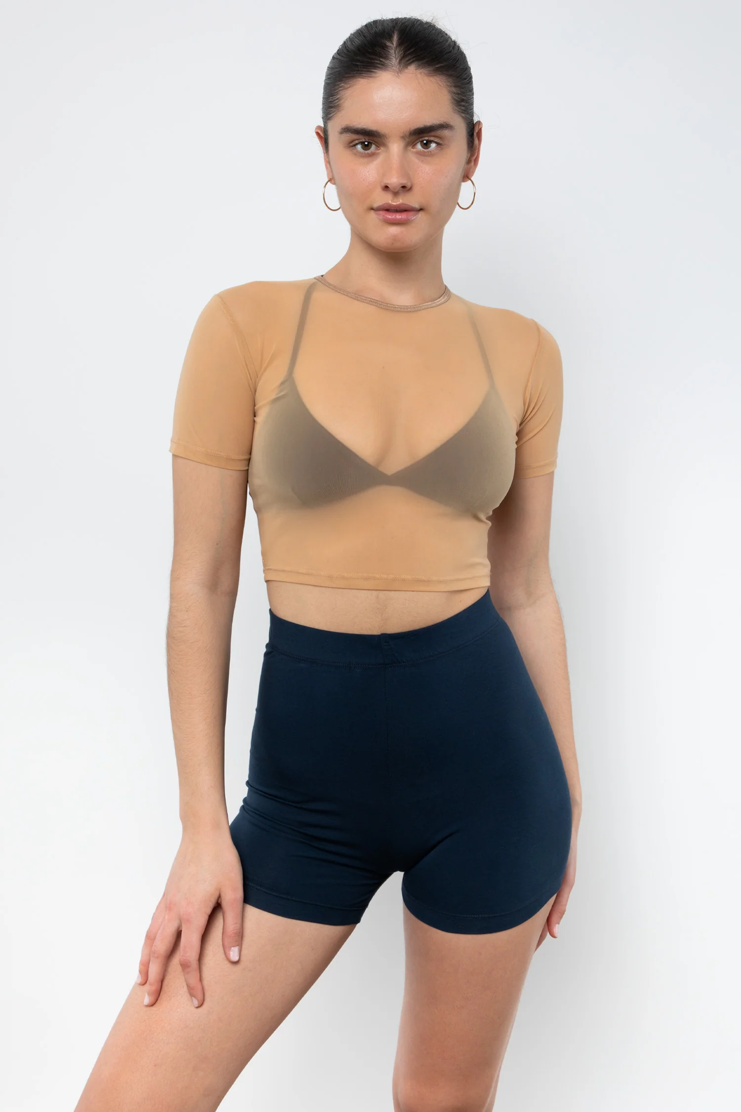 RNS078 - Micromesh Short Sleeve Crop Top Tee Shirt - Image 18
