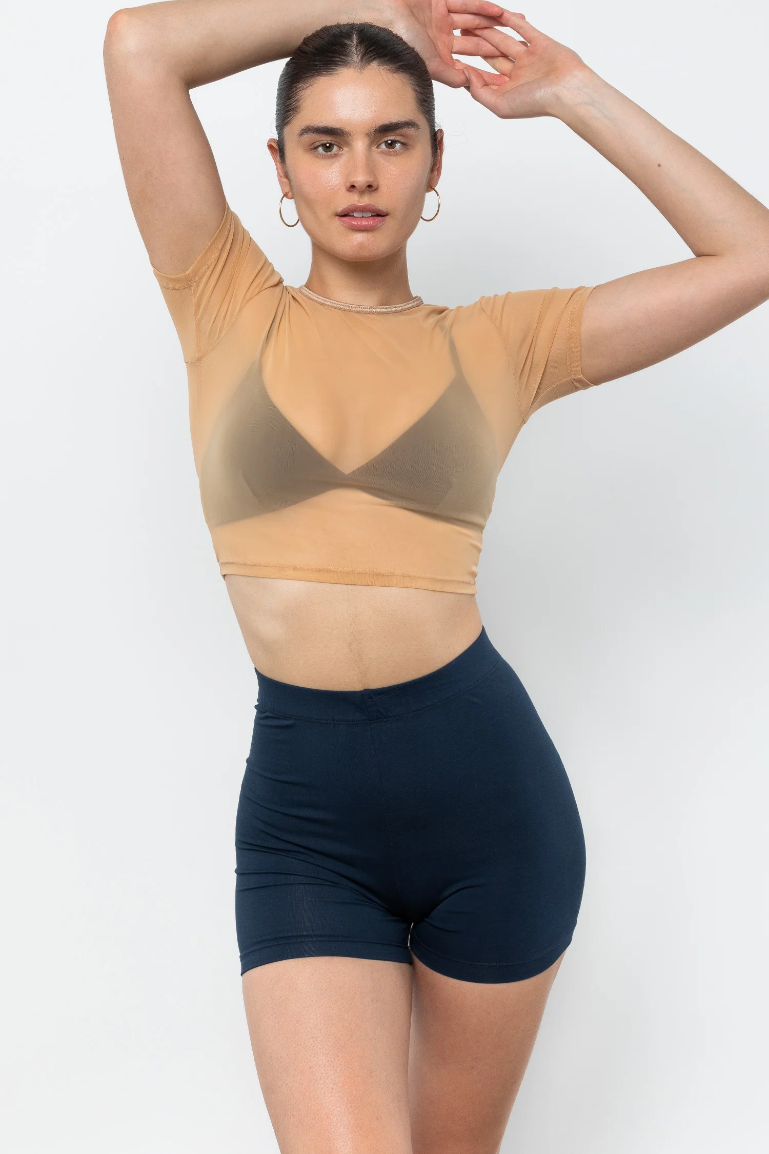 RNS078 - Micromesh Short Sleeve Crop Top Tee Shirt - Image 20